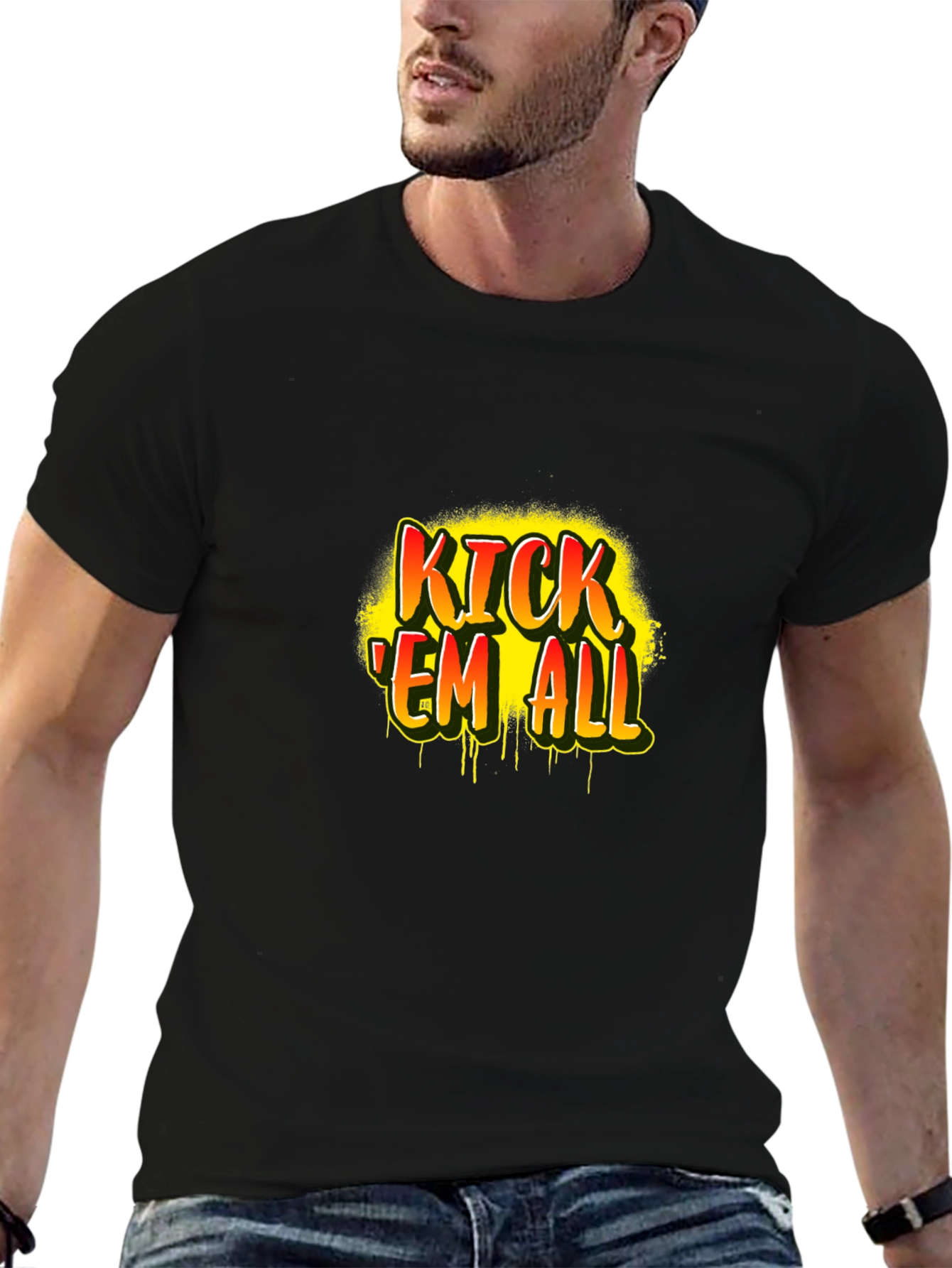 Kick Em All T-Shirt | Funny Sports Graphic Tee | Bold Statement Shirt | Gift for Sports Fans | Free Shipping $50+