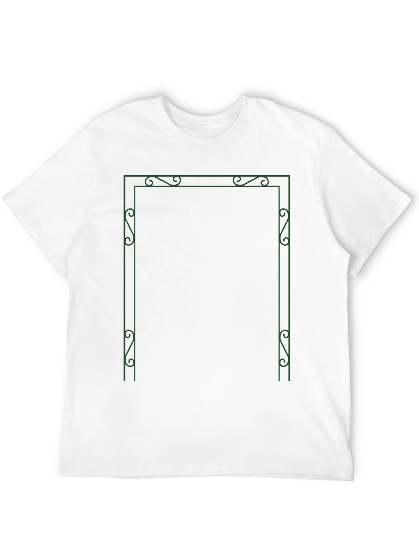 Stylish Black T-Shirt with Green Ornamental Frame Design