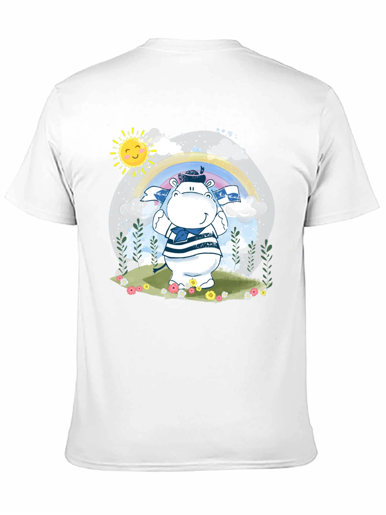 Cute Hippo Sailor T-Shirt - Black Cotton Tee