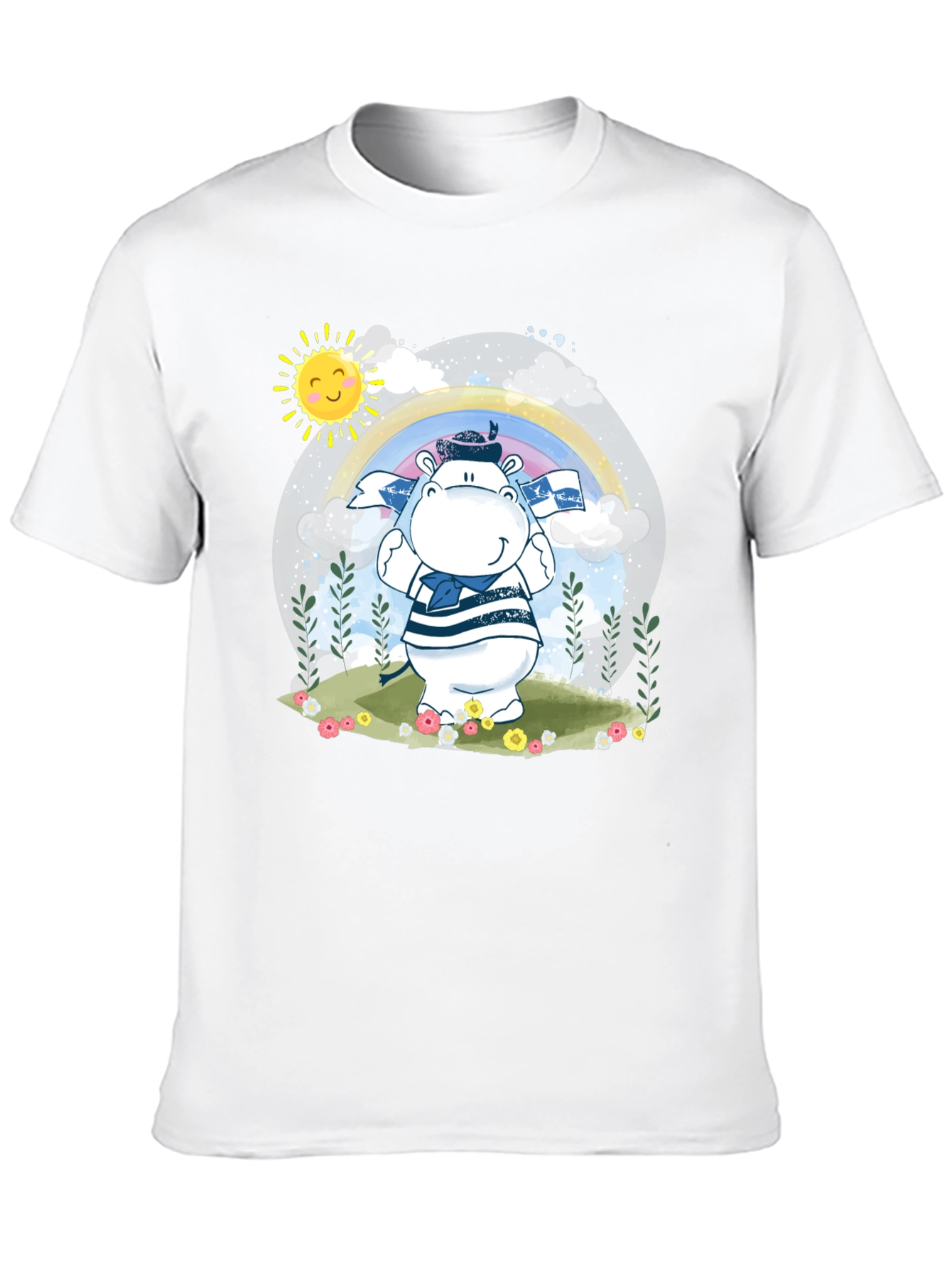Cute Hippo Sailor T-Shirt - Black Cotton Tee
