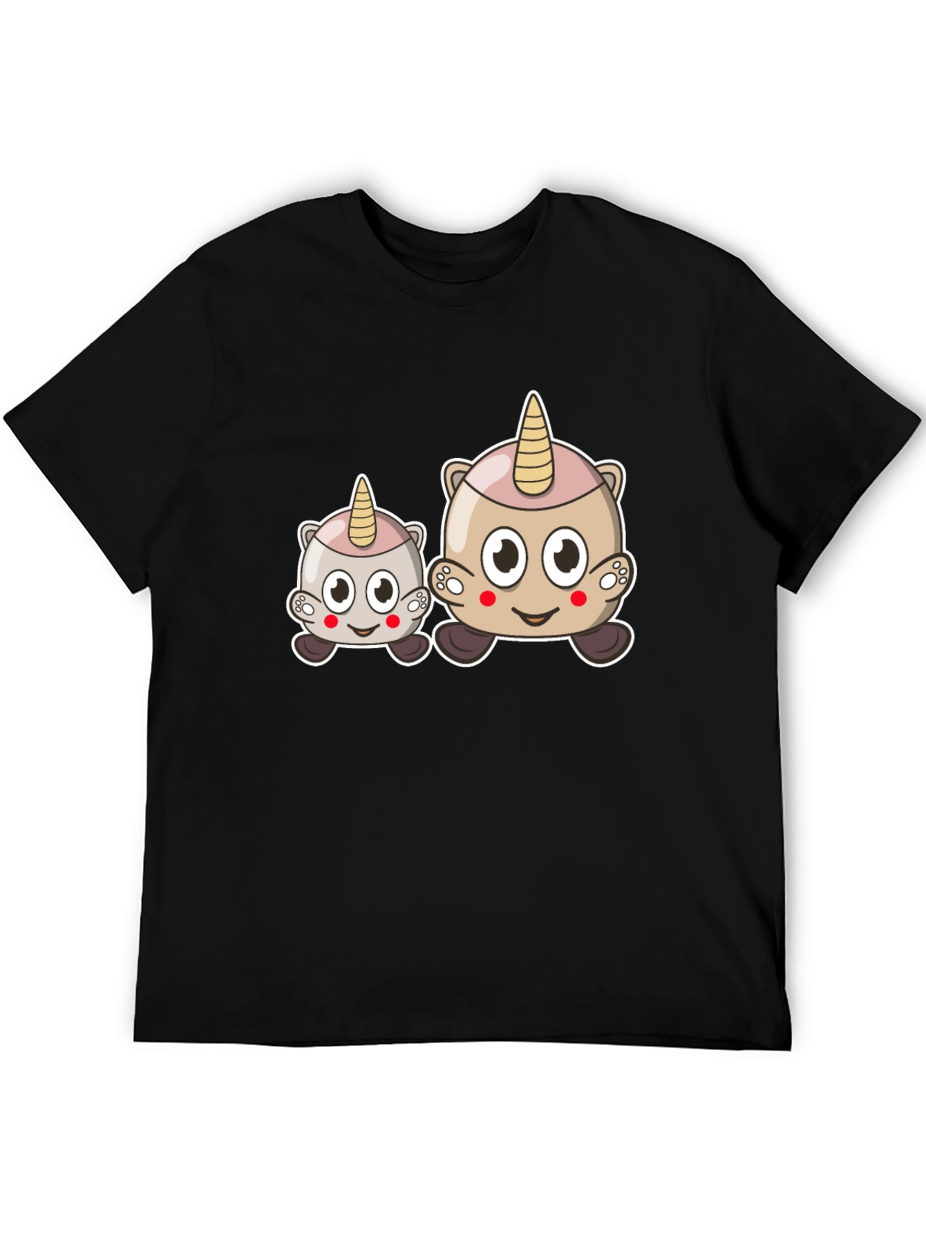 Cute Cartoon Unicorn Graphic Black Tee