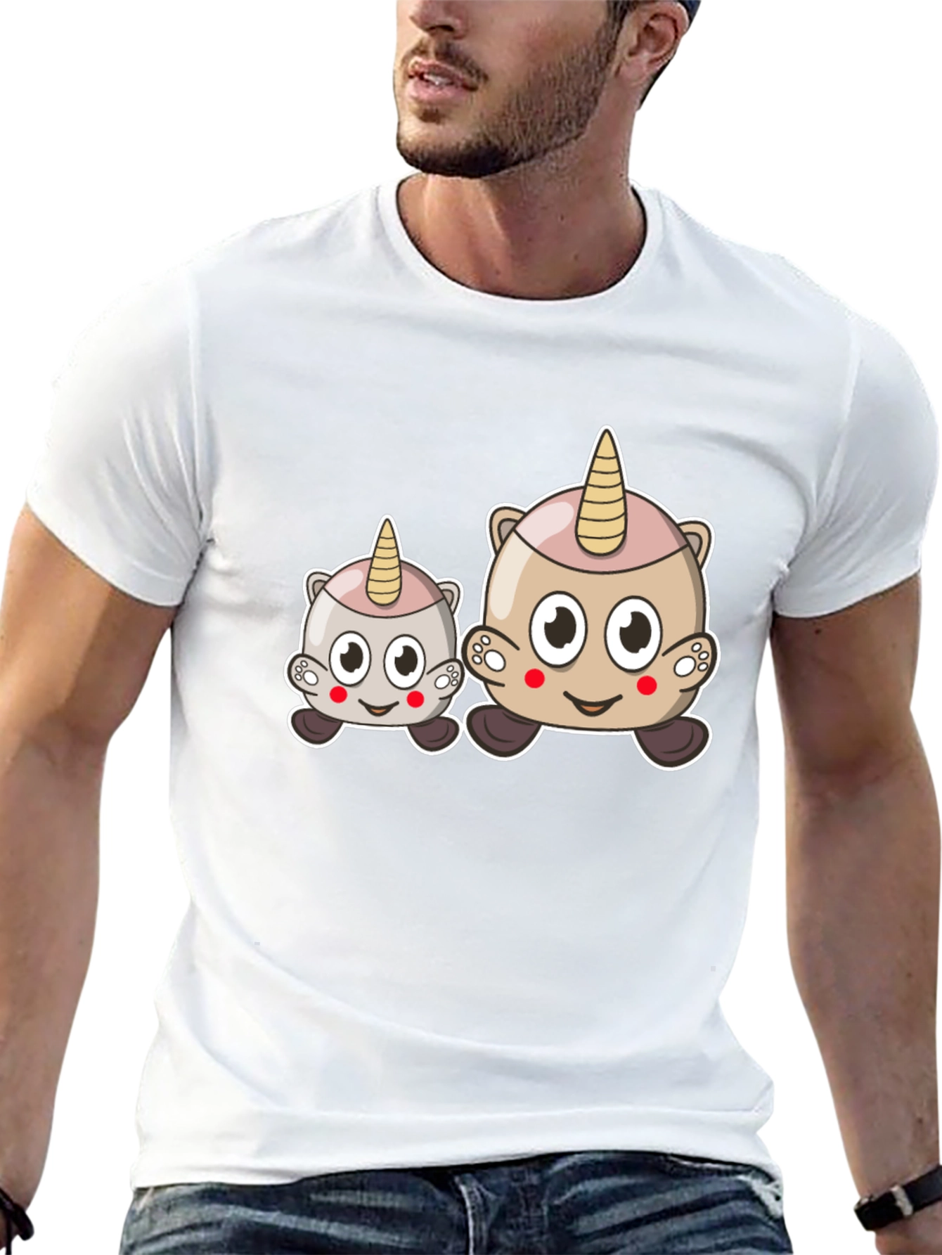 Cute Cartoon Unicorn Graphic Black Tee