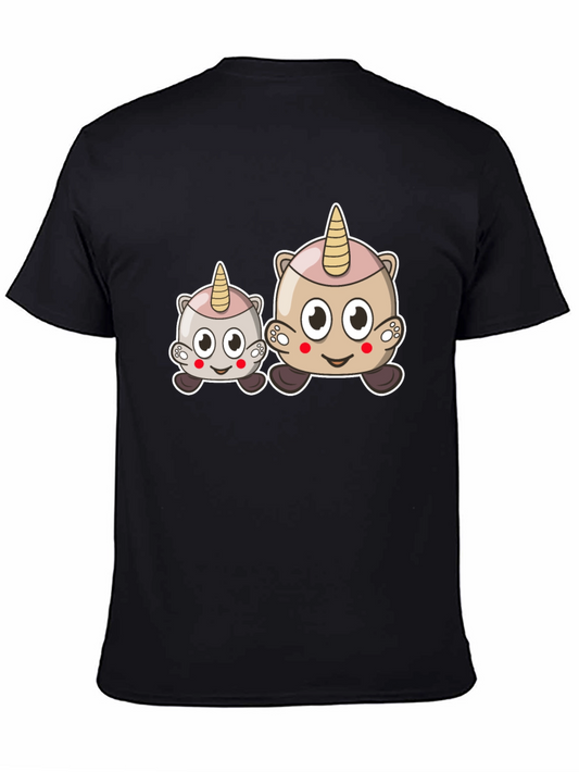 Cute Cartoon Unicorn Graphic Black Tee