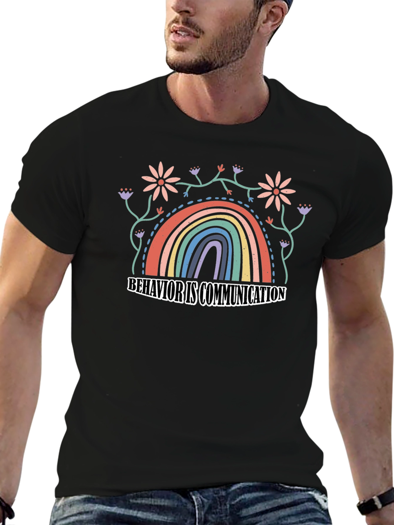 Behavior is Communication Rainbow Graphic Tee