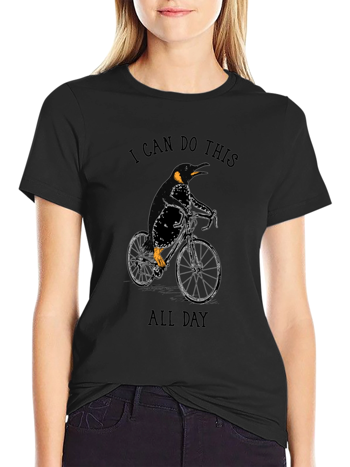Penguin Cyclist Black T-Shirt