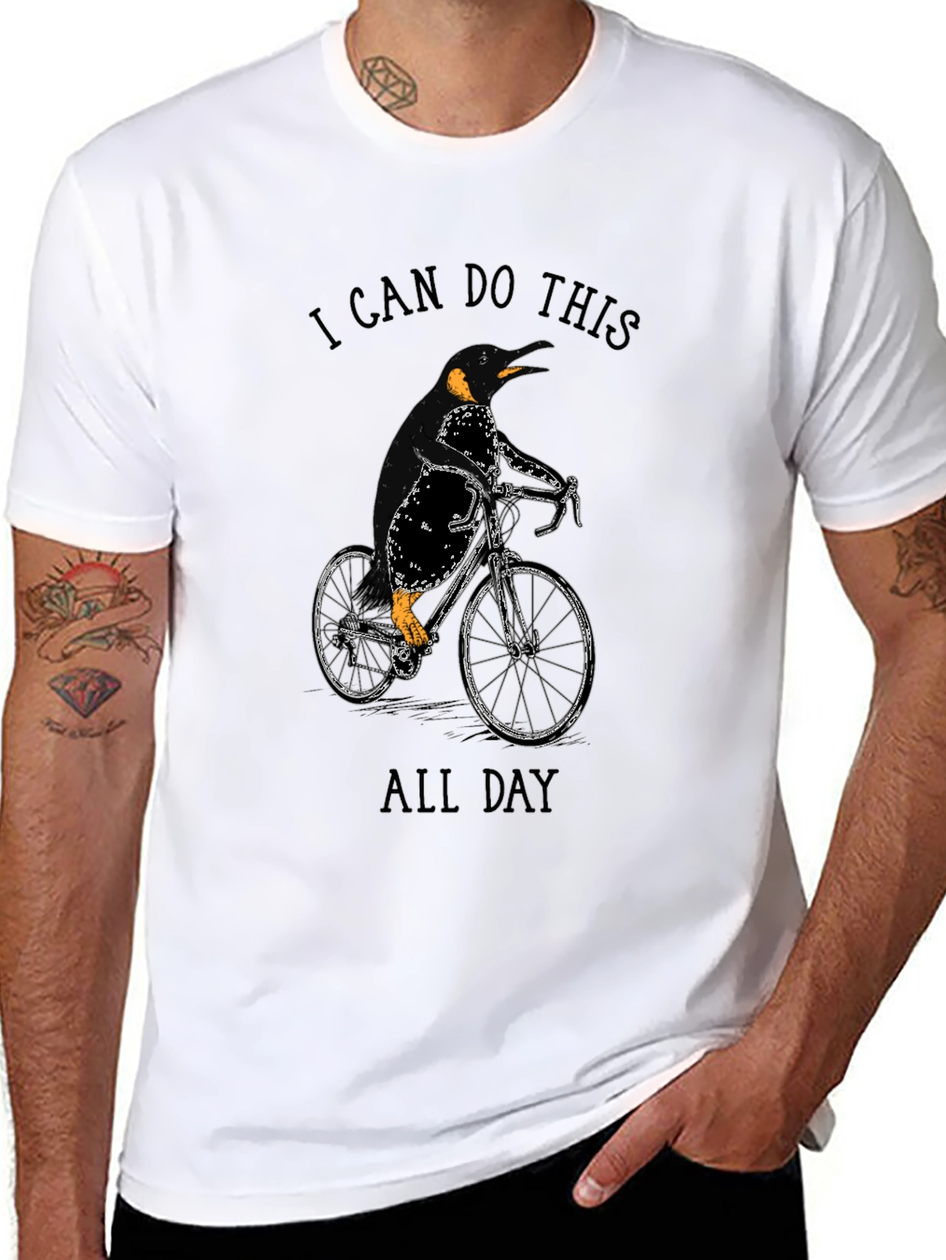 Penguin Cyclist Black T-Shirt