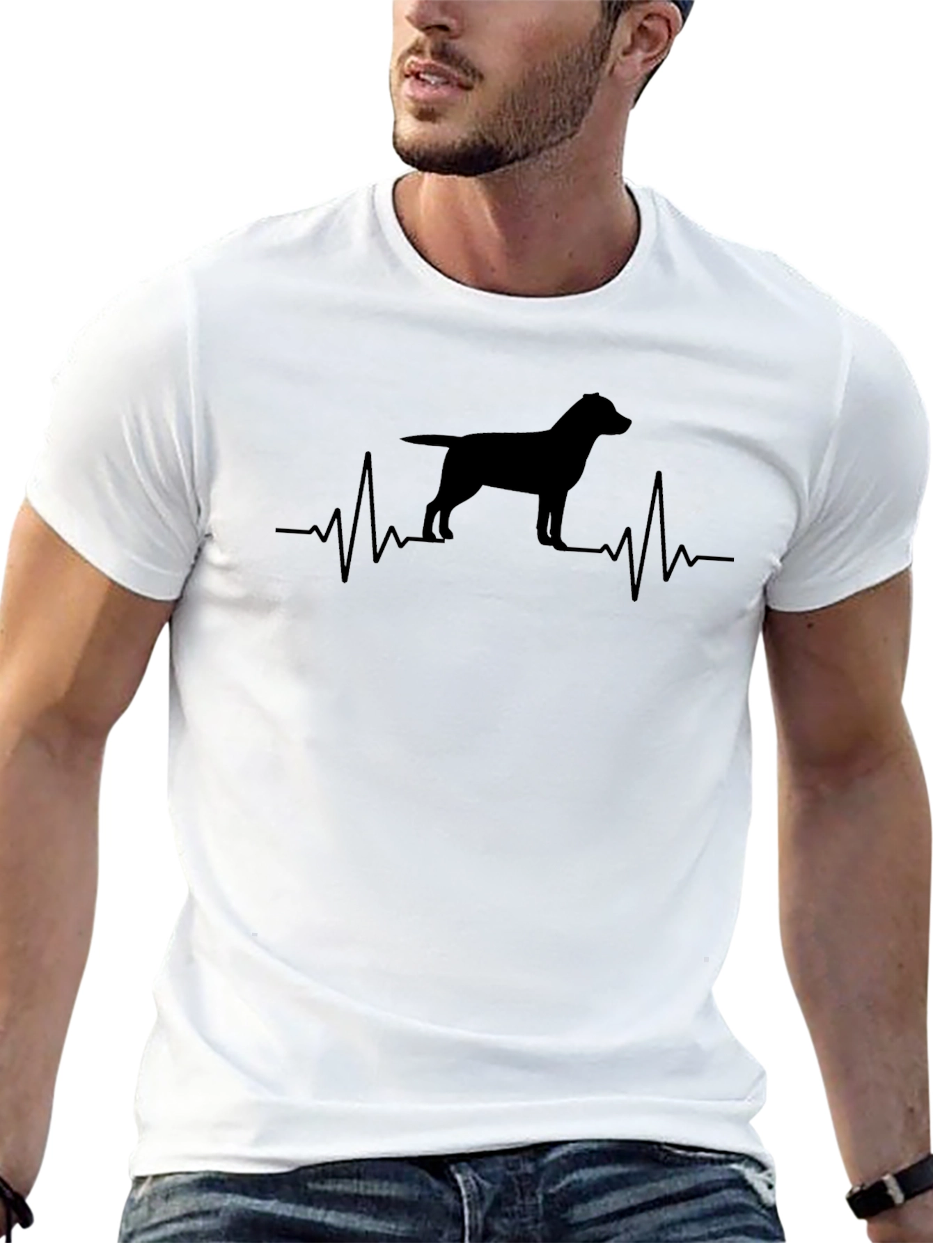 Dog Heartbeat Graphic Tee - Black Casual T-Shirt