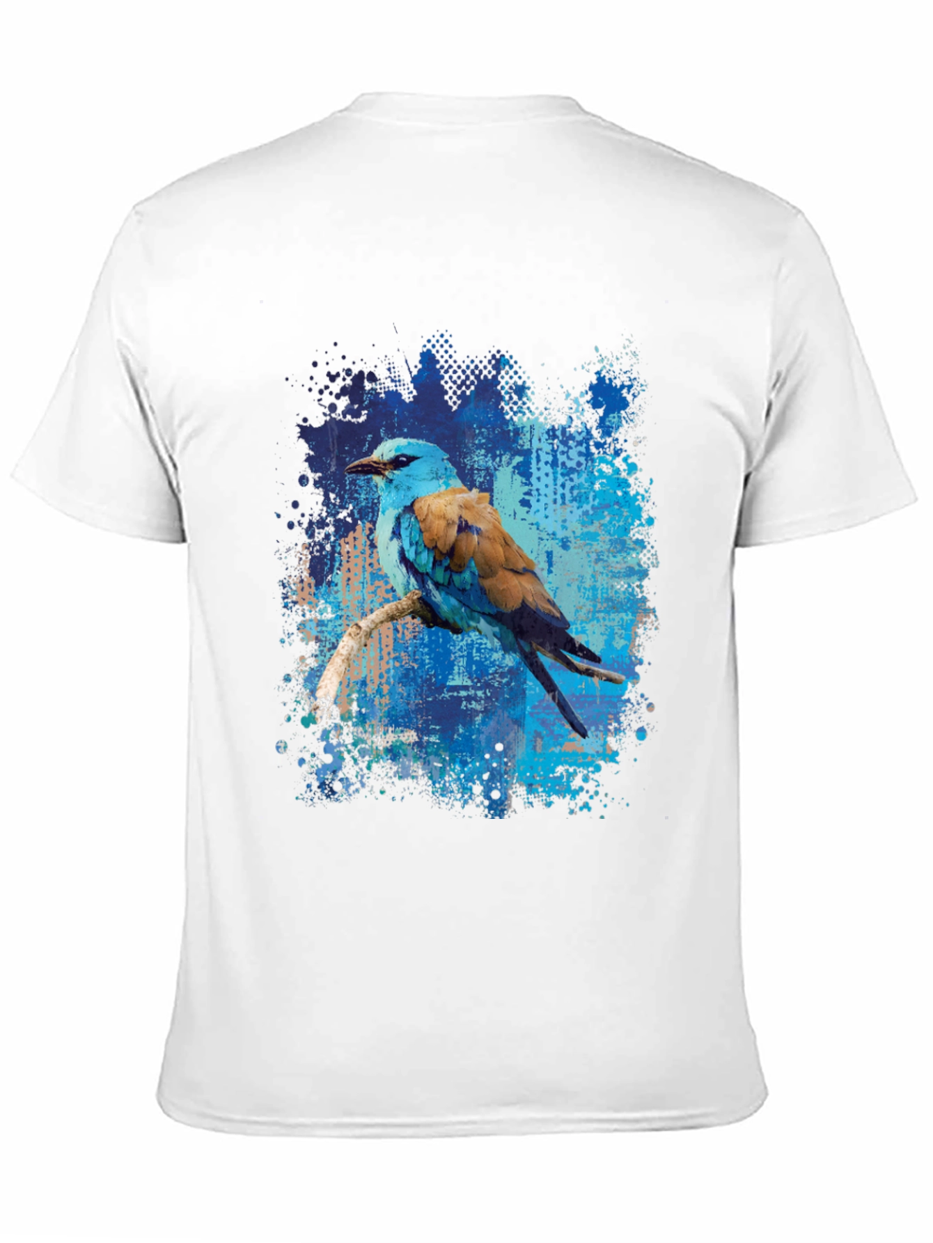 Blue Roller Bird Graphic Tee - Artistic Mens T-Shirt