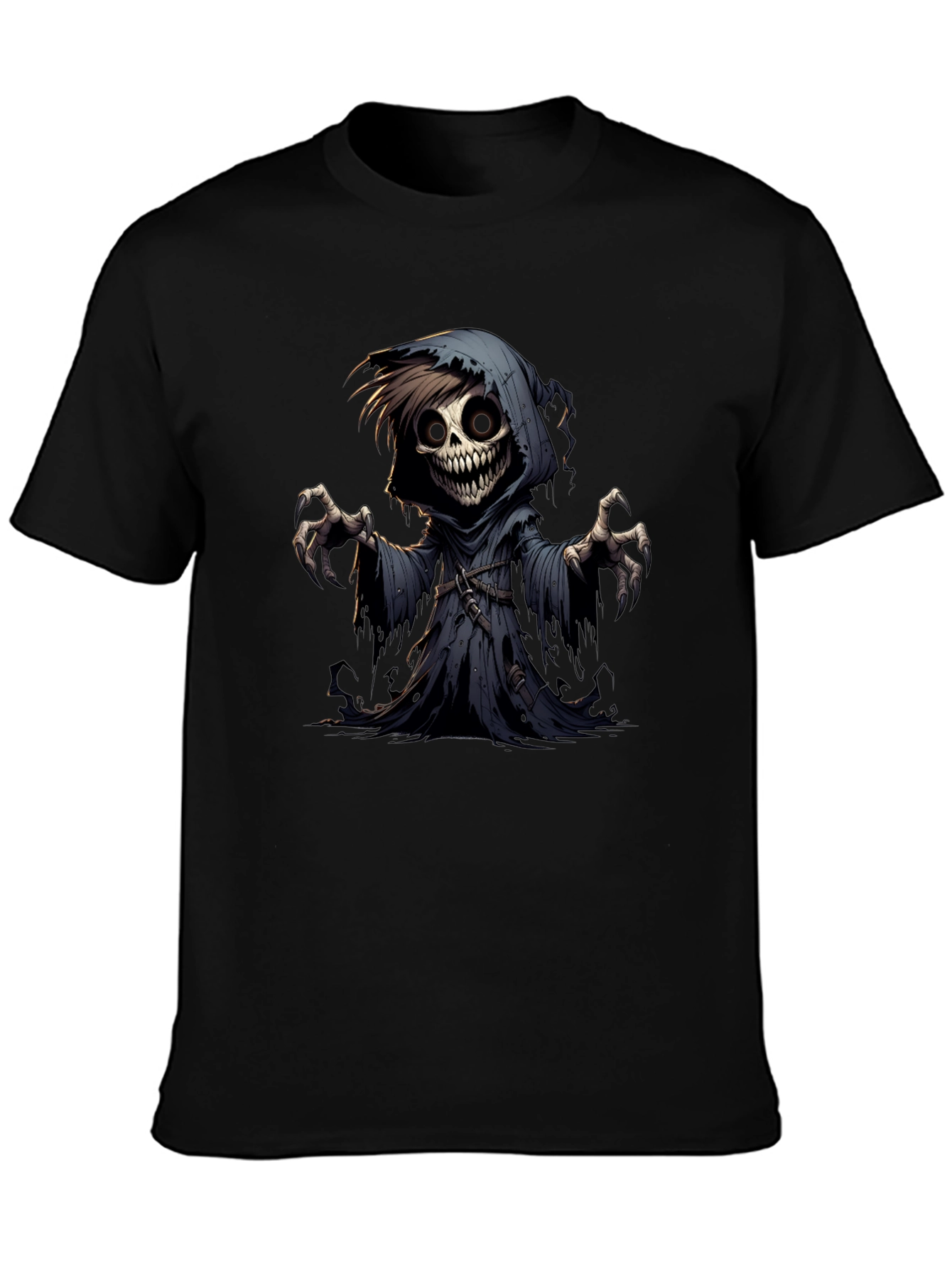 Grim Reaper Graphic Tee - Spooky Cartoon Character T-Shirt