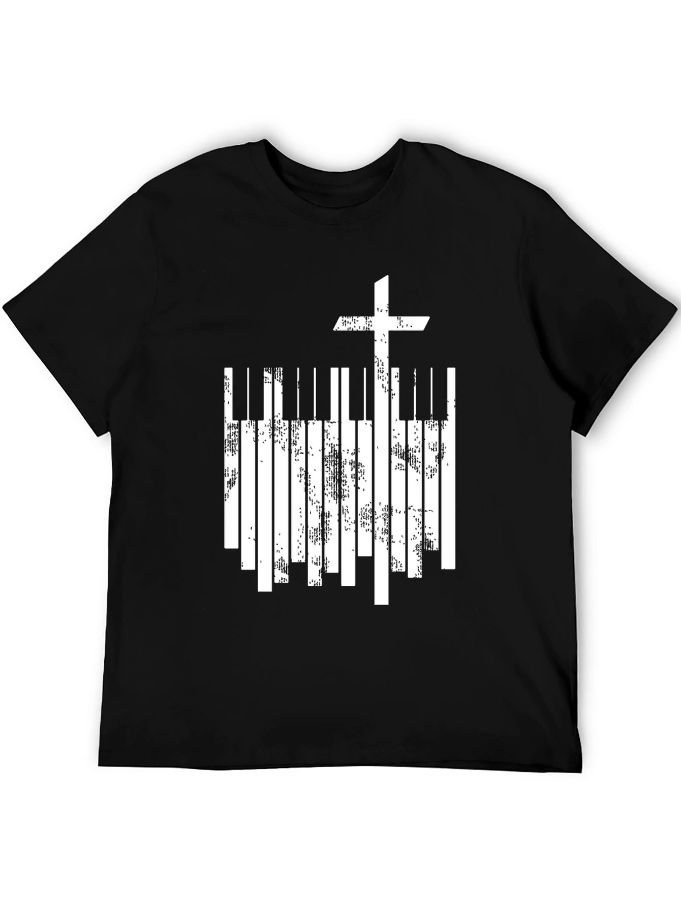 Christian Cross Piano Keys Graphic T-Shirt