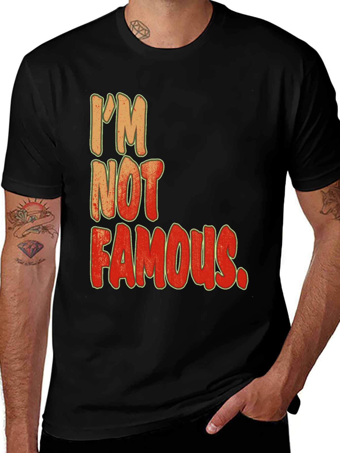 Im Not Famous Graphic Print Crew Neck Tee