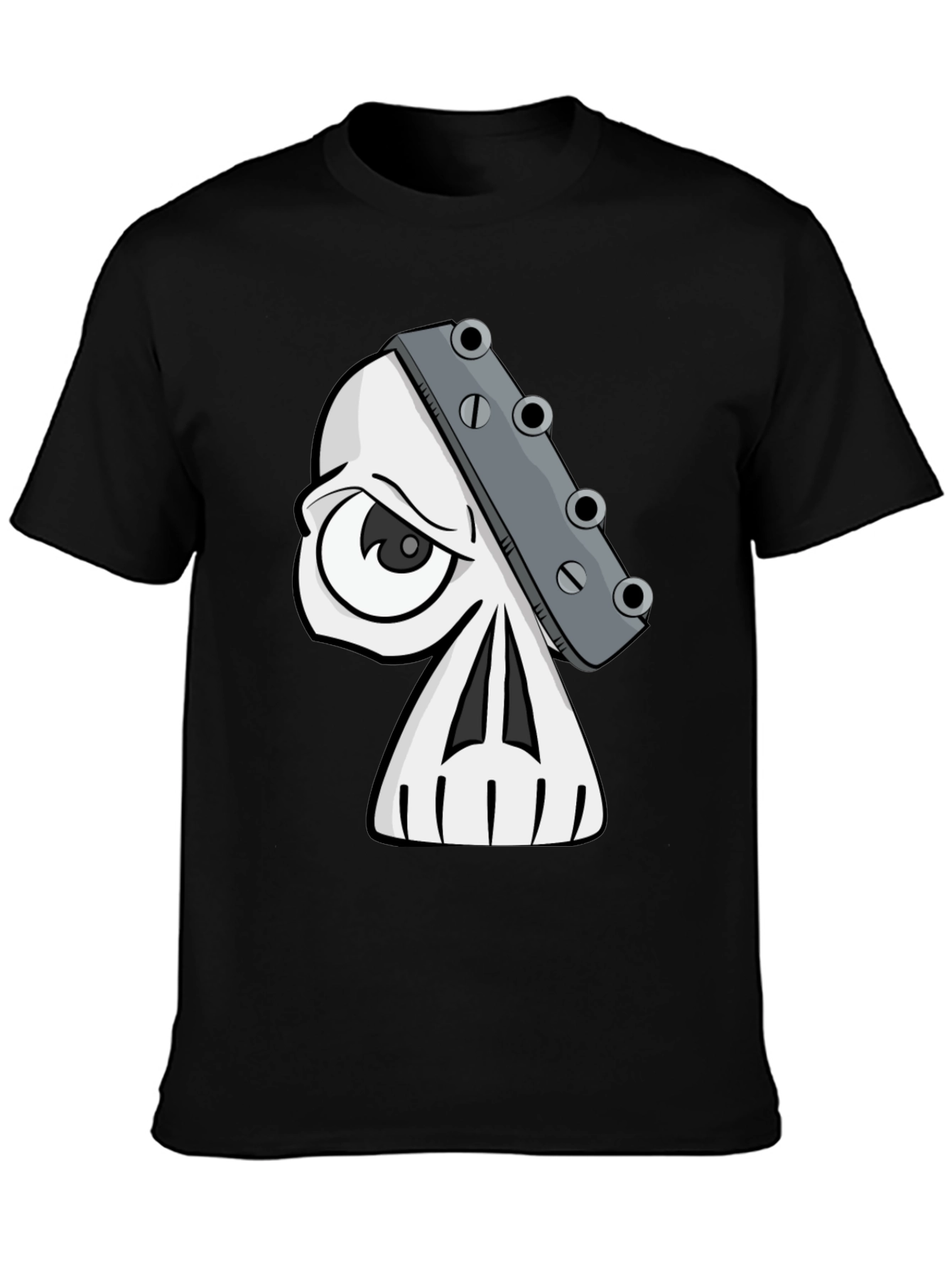 Skull Guitar Headstock Graphic T-Shirt