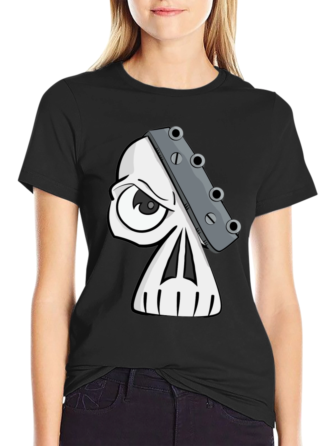 Skull Guitar Headstock Graphic T-Shirt