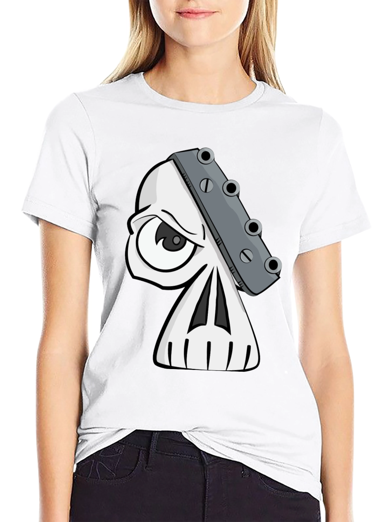Skull Guitar Headstock Graphic T-Shirt