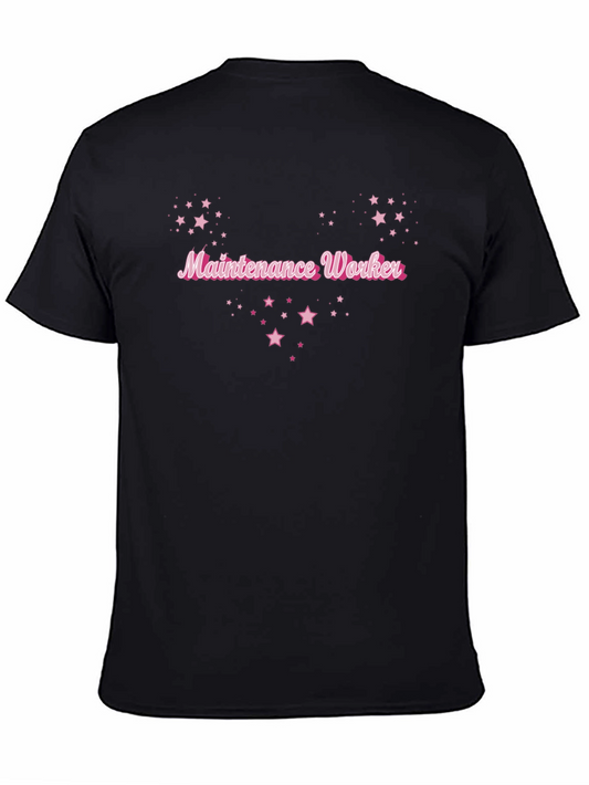 Maintenance Worker Graphic Tee - Black Crew Neck T-Shirt