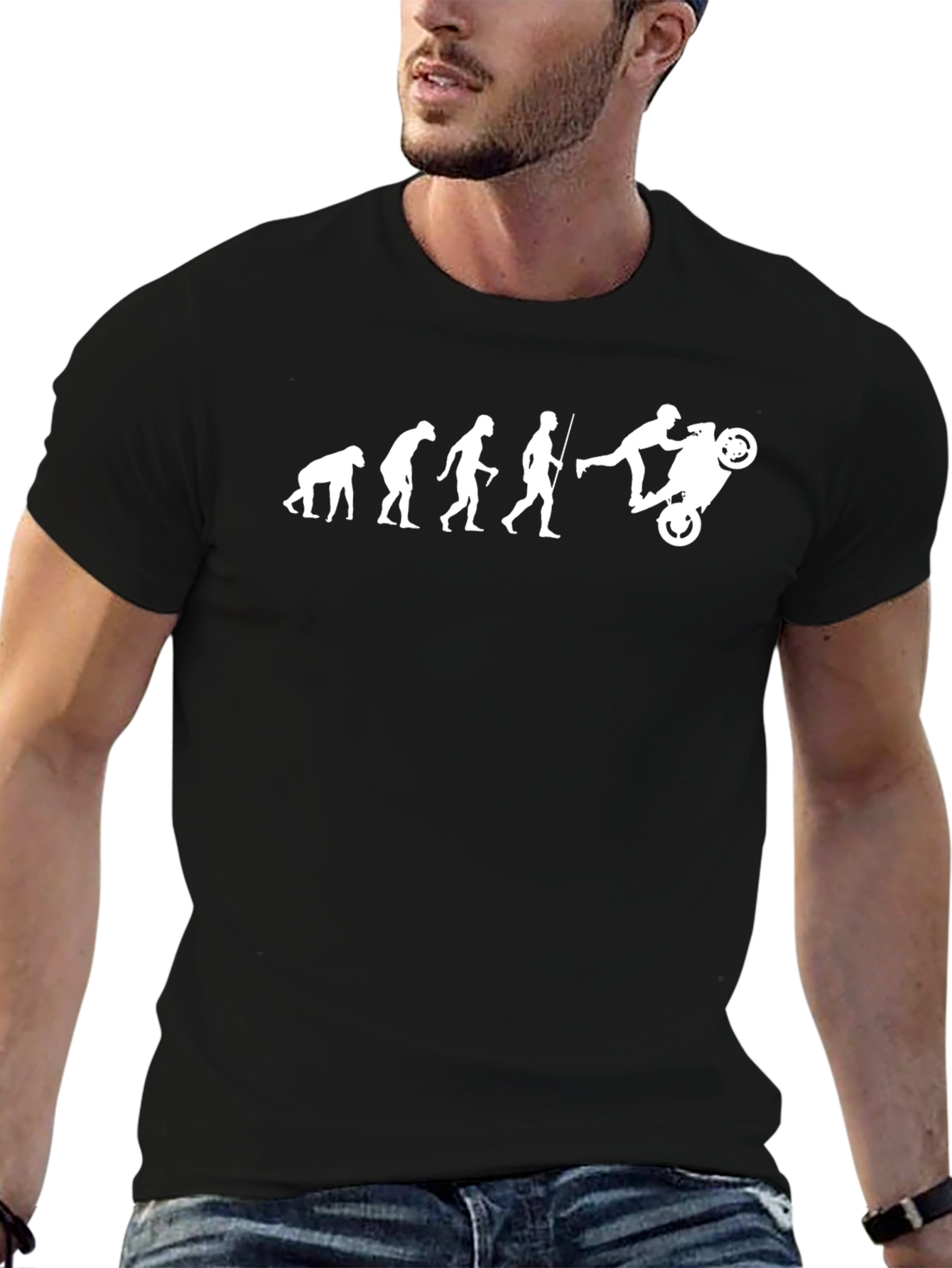 Evolution of Biker Black Graphic T-Shirt