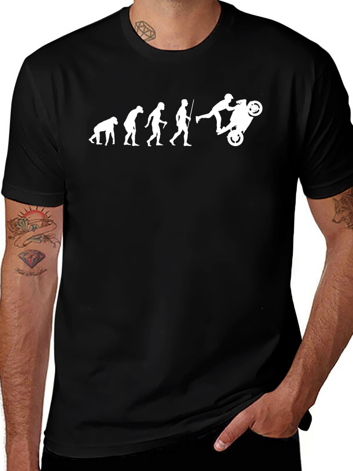 Evolution of Biker Black Graphic T-Shirt