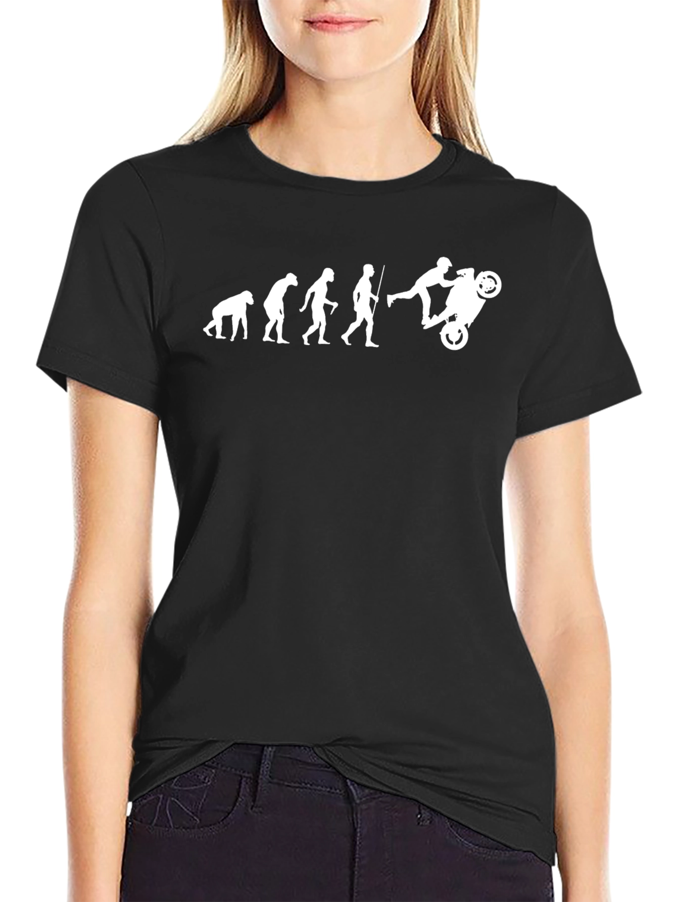 Evolution of Biker Black Graphic T-Shirt