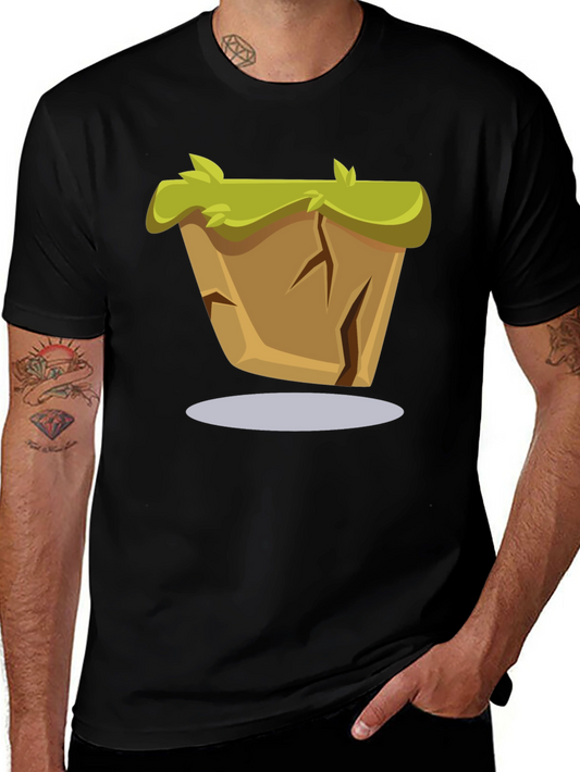 Cartoon Earth Block Graphic Tee - Stylish Unique Design