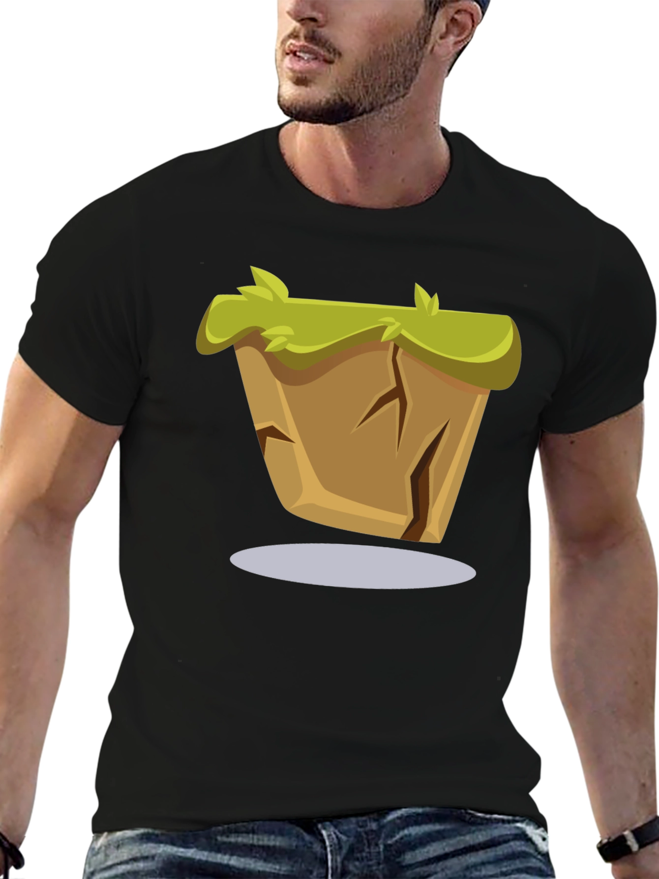 Cartoon Earth Block Graphic Tee - Stylish Unique Design