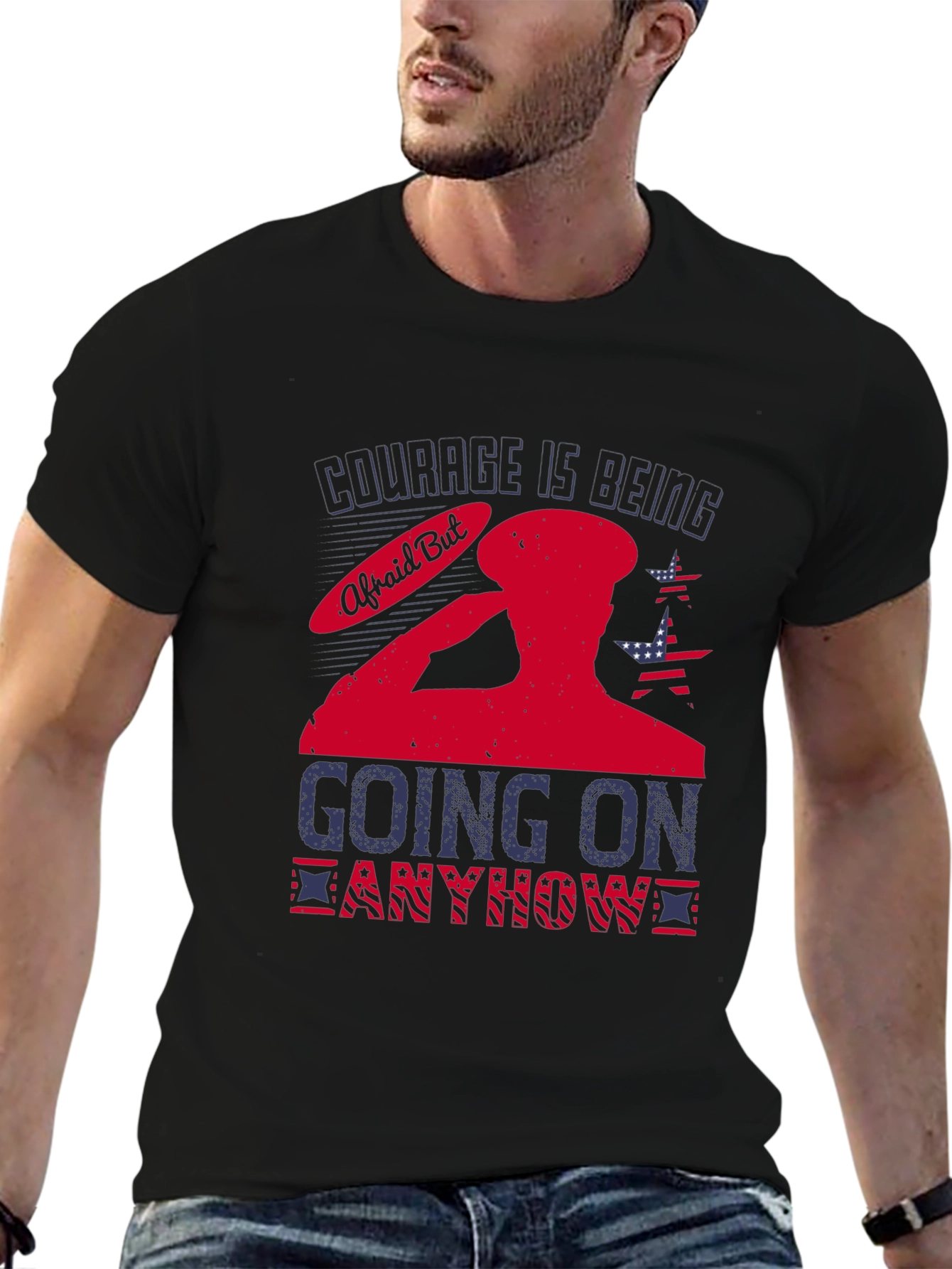 Courage Graphic Tee: Military Inspired Design