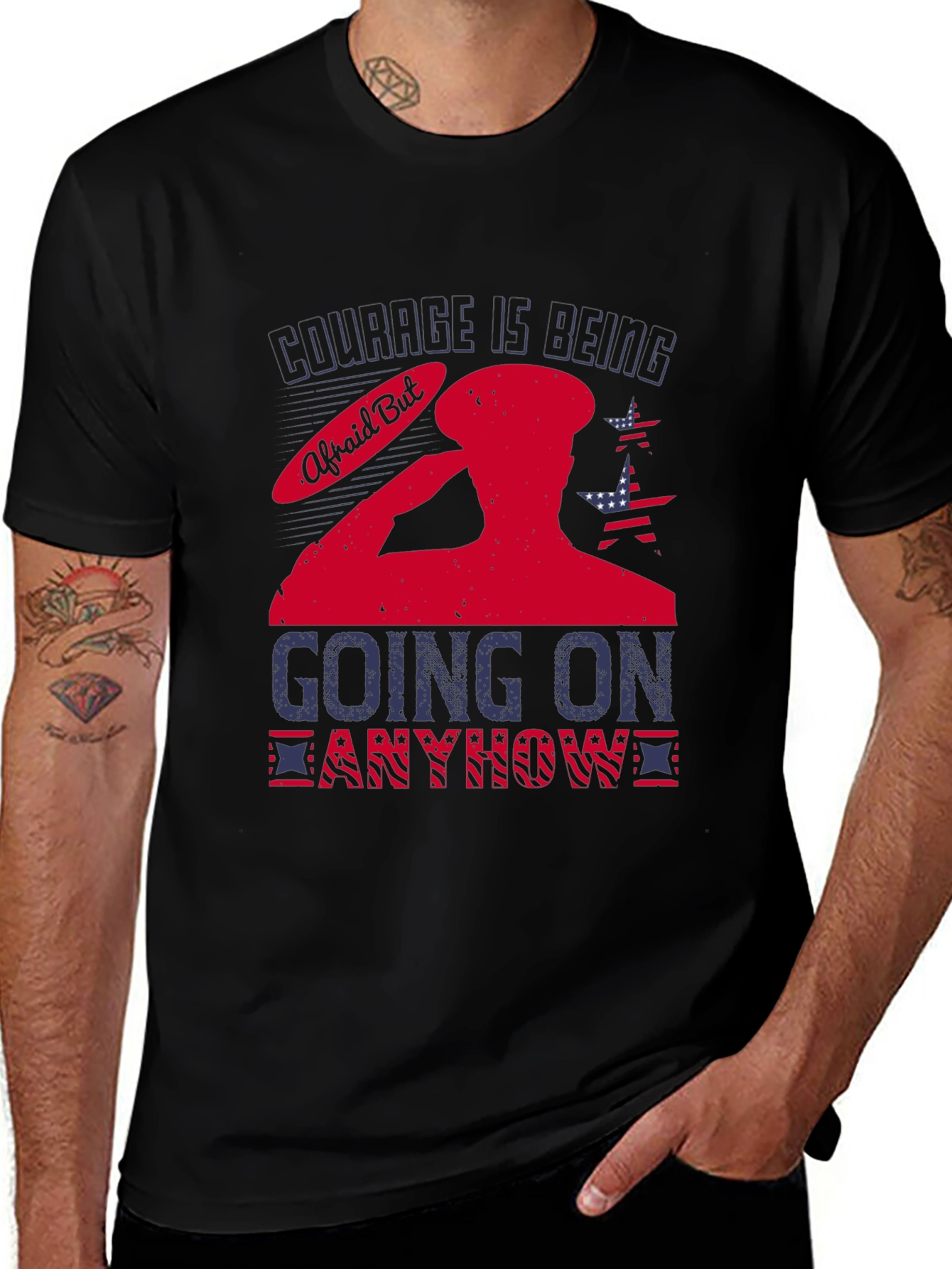 Courage Graphic Tee: Military Inspired Design