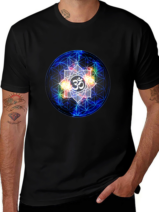 Om Mandala Graphic Tee - Black Cotton Blend