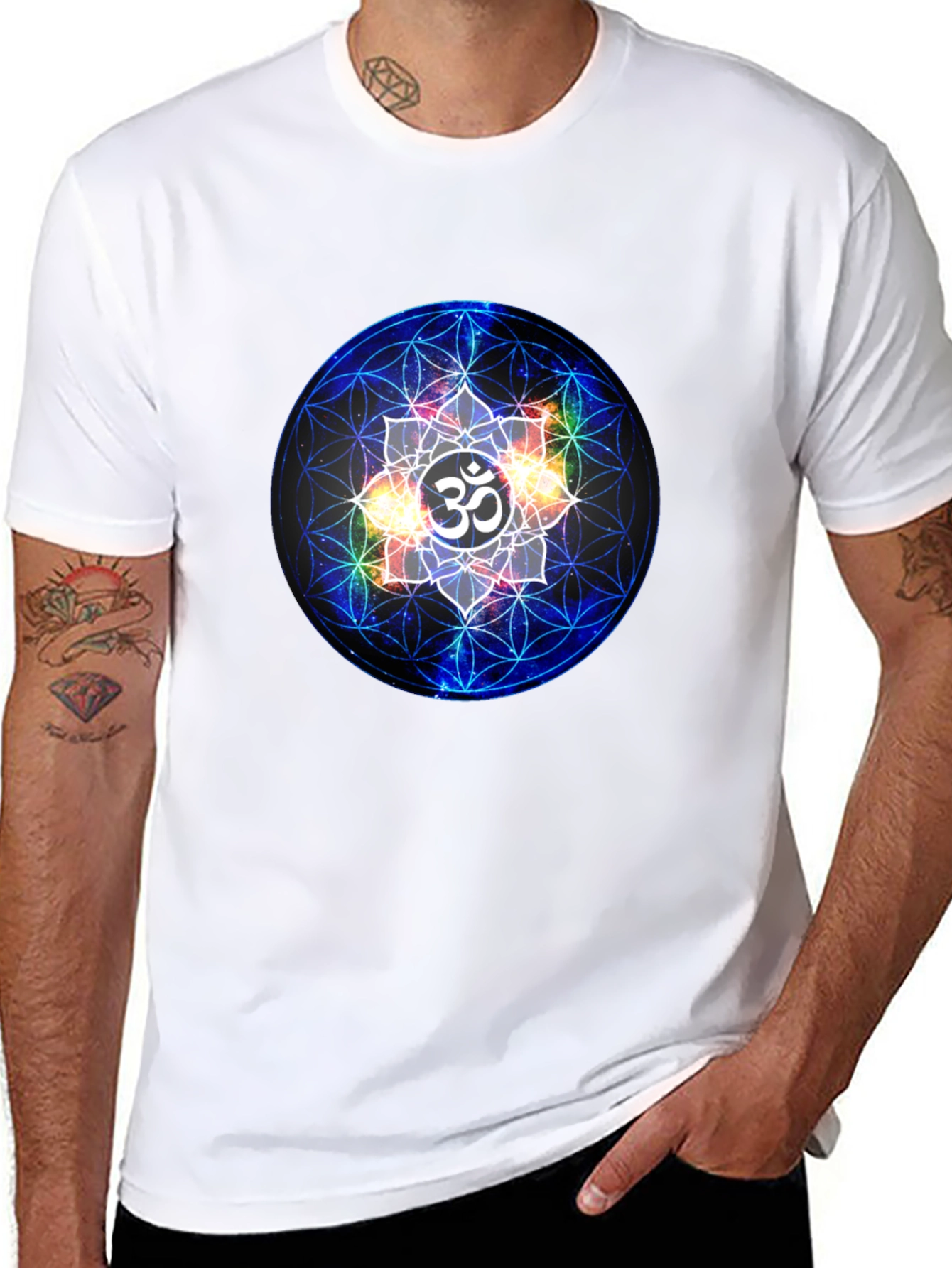 Om Mandala Graphic Tee - Black Cotton Blend