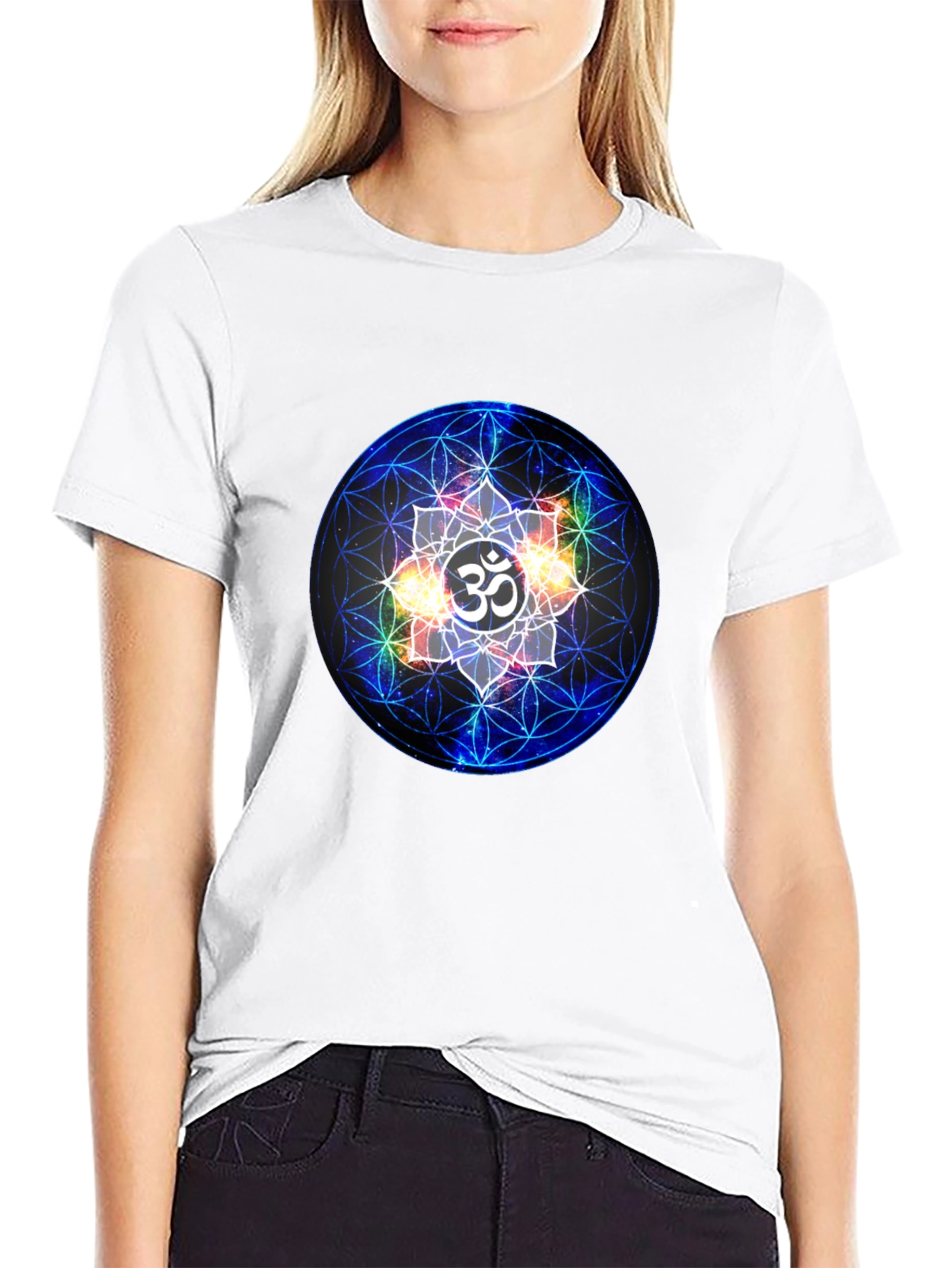 Om Mandala Graphic Tee - Black Cotton Blend