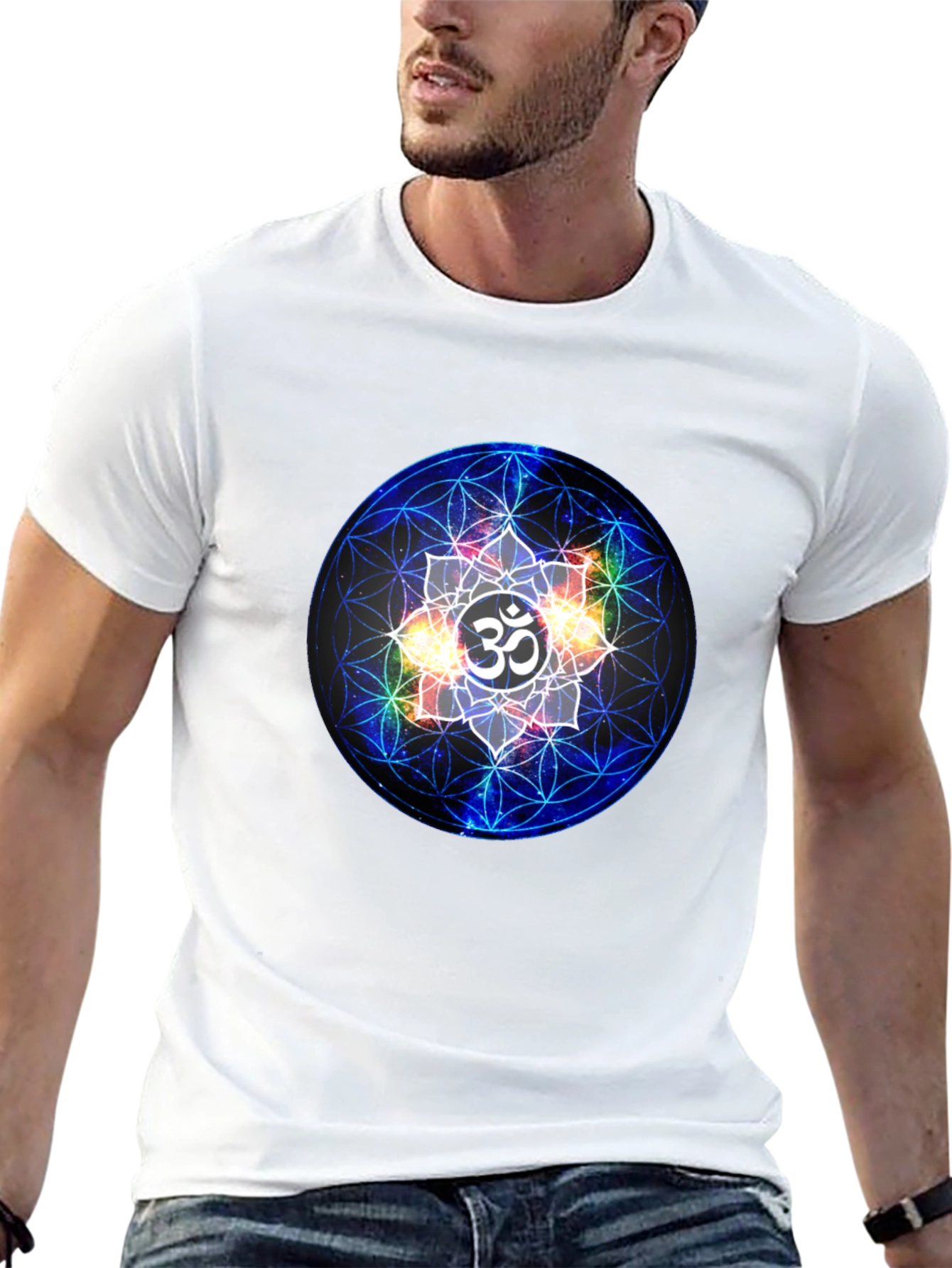 Om Mandala Graphic Tee - Black Cotton Blend