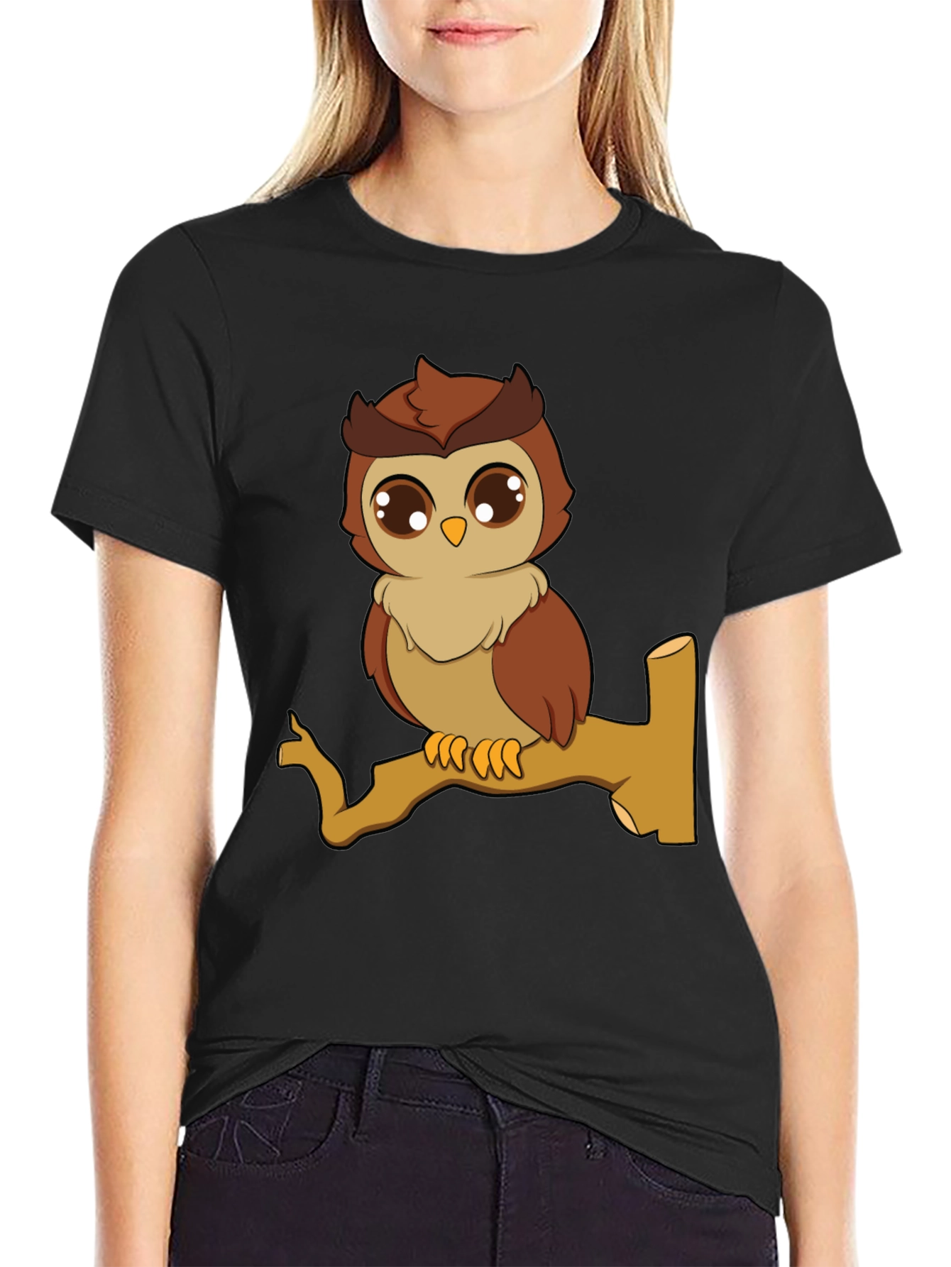 Owl Graphic Tee - Cute Cartoon Bird T-Shirt