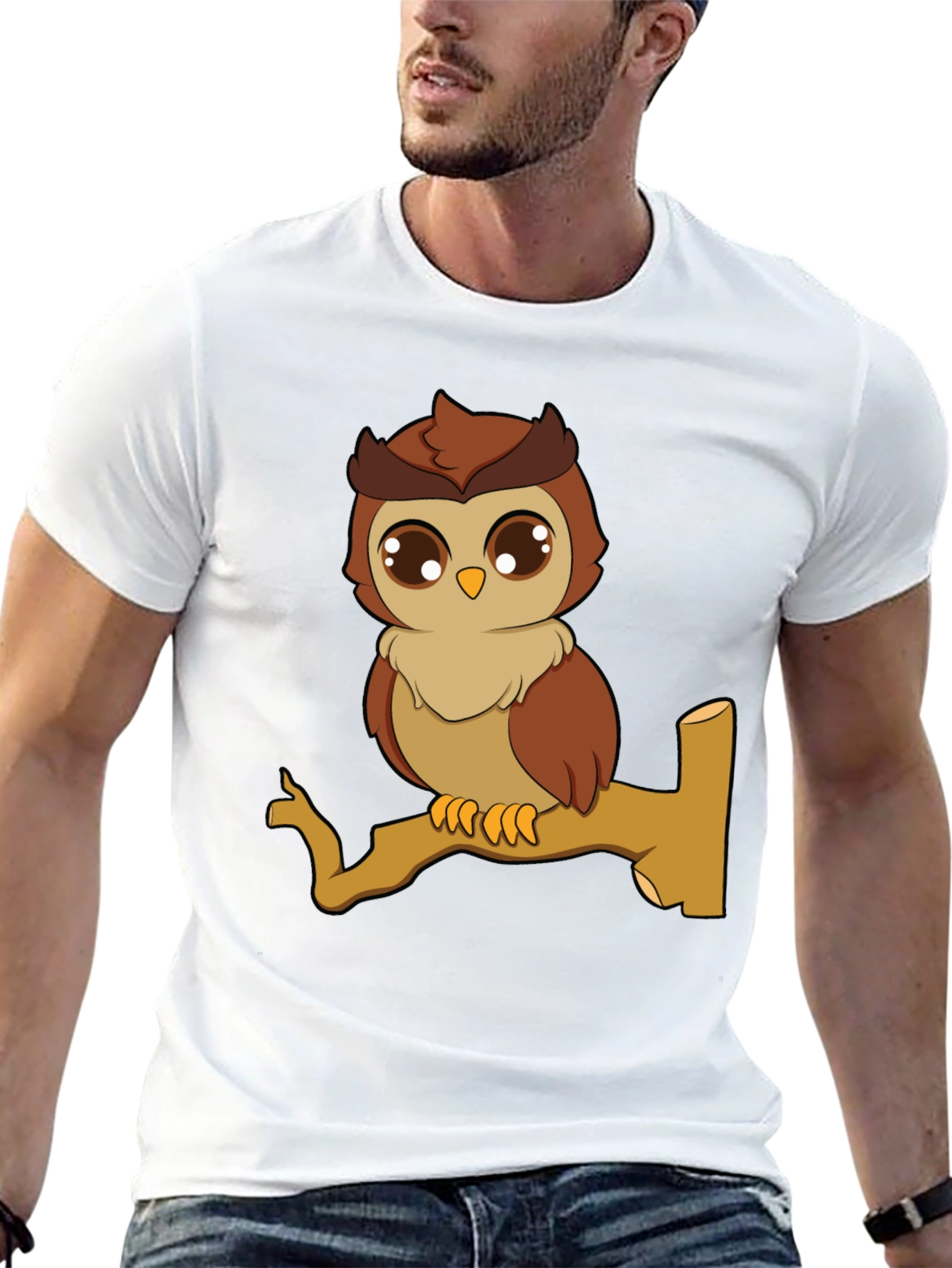Owl Graphic Tee - Cute Cartoon Bird T-Shirt