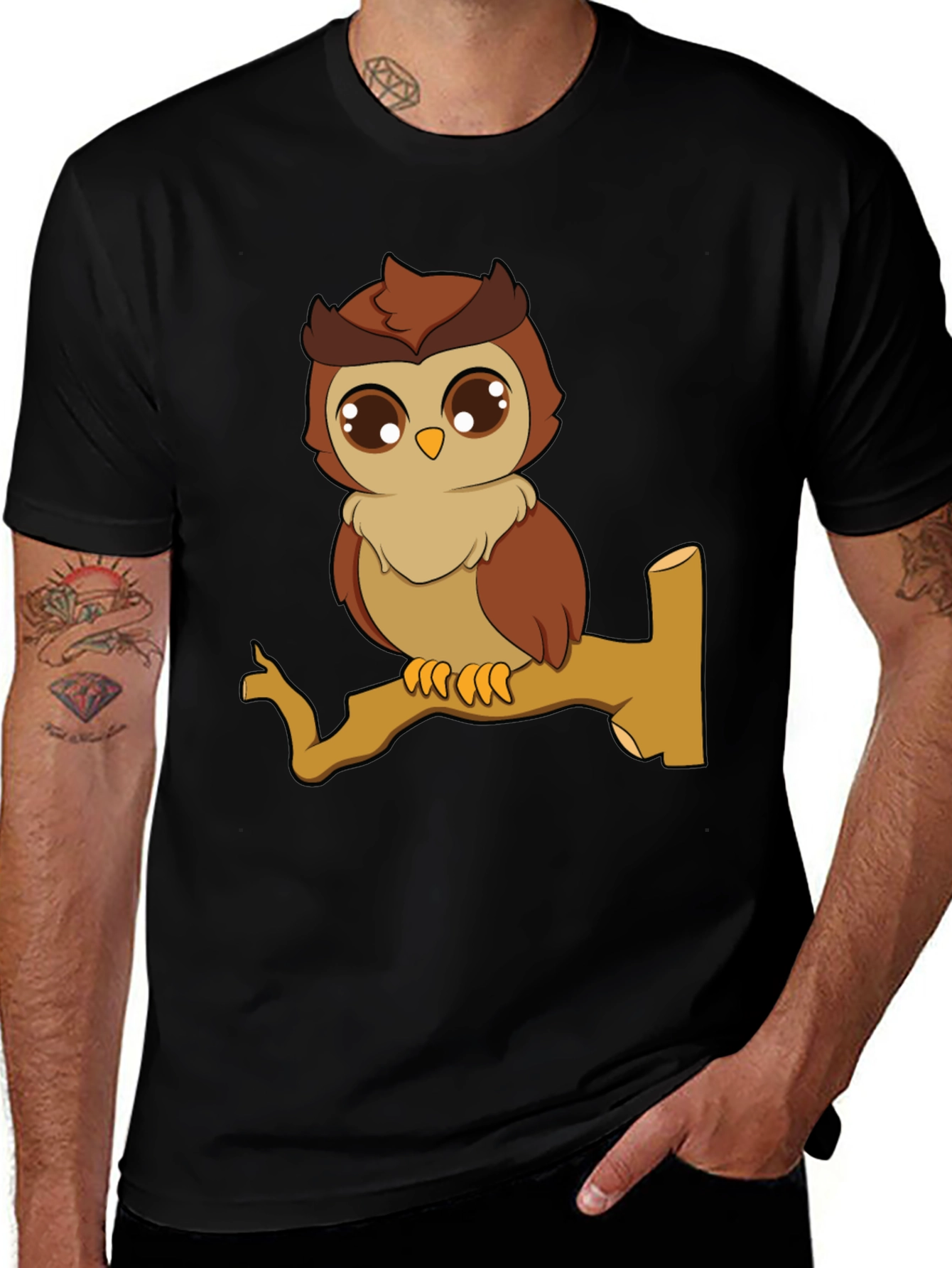 Owl Graphic Tee - Cute Cartoon Bird T-Shirt