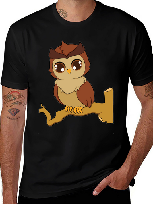 Owl Graphic Tee - Cute Cartoon Bird T-Shirt