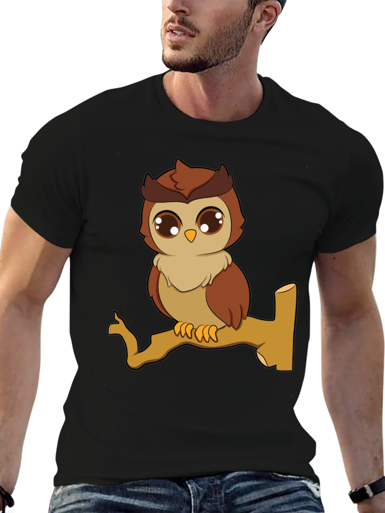 Owl Graphic Tee - Cute Cartoon Bird T-Shirt