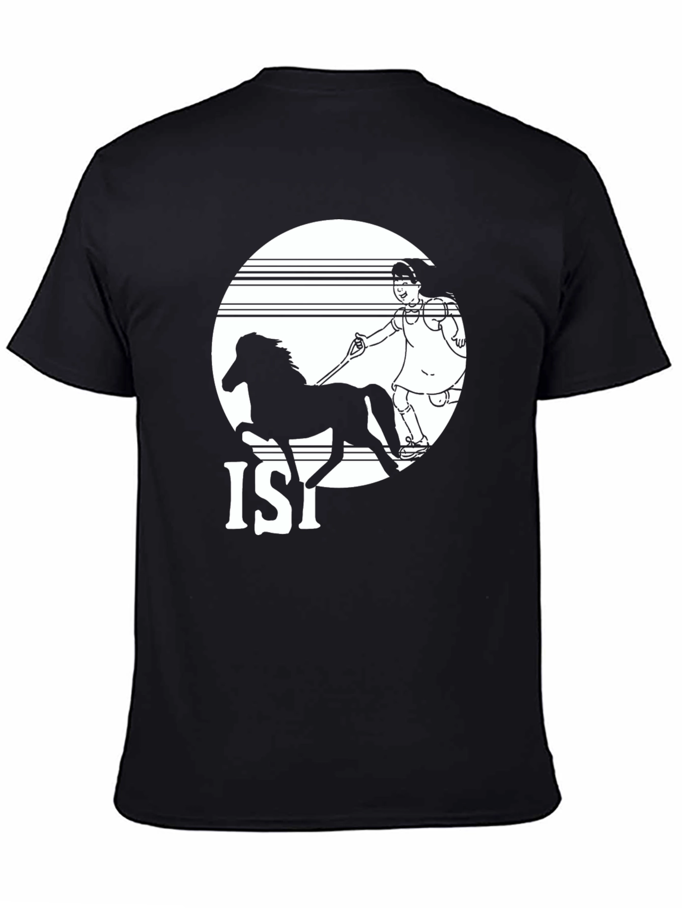 Black T-Shirt with Horse and Girl Graphic