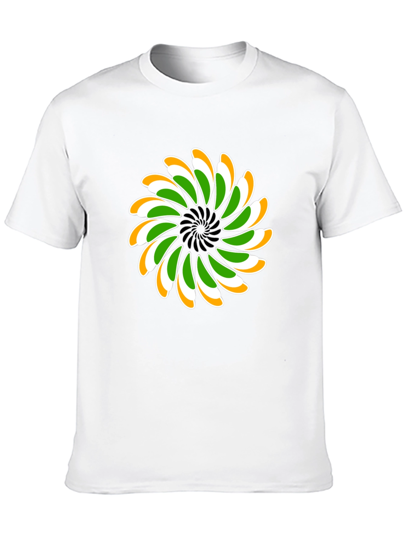 Indian Flag Floral T-Shirt - Black Cotton Blend