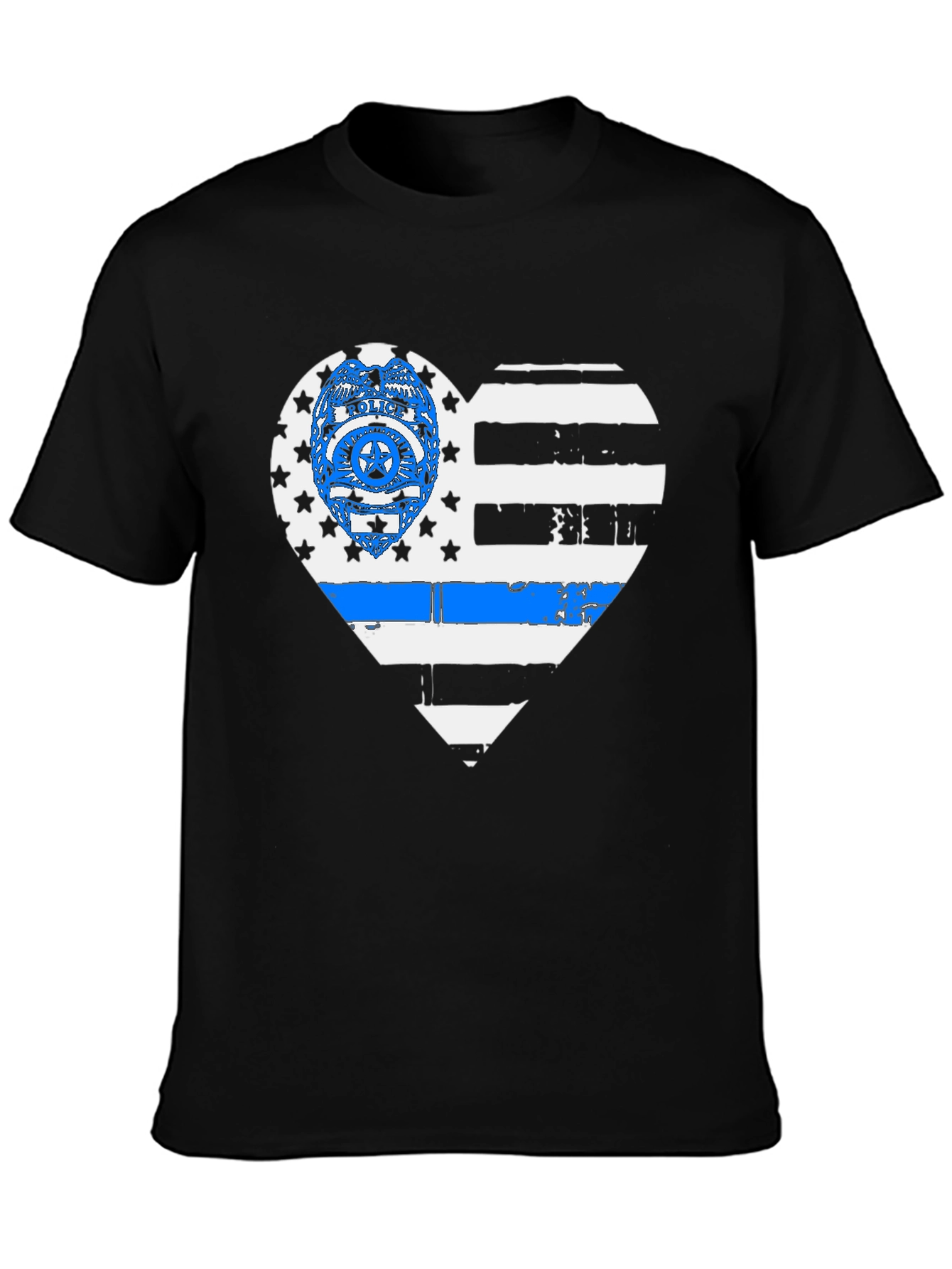 Thin Blue Line Heart Graphic T-Shirt