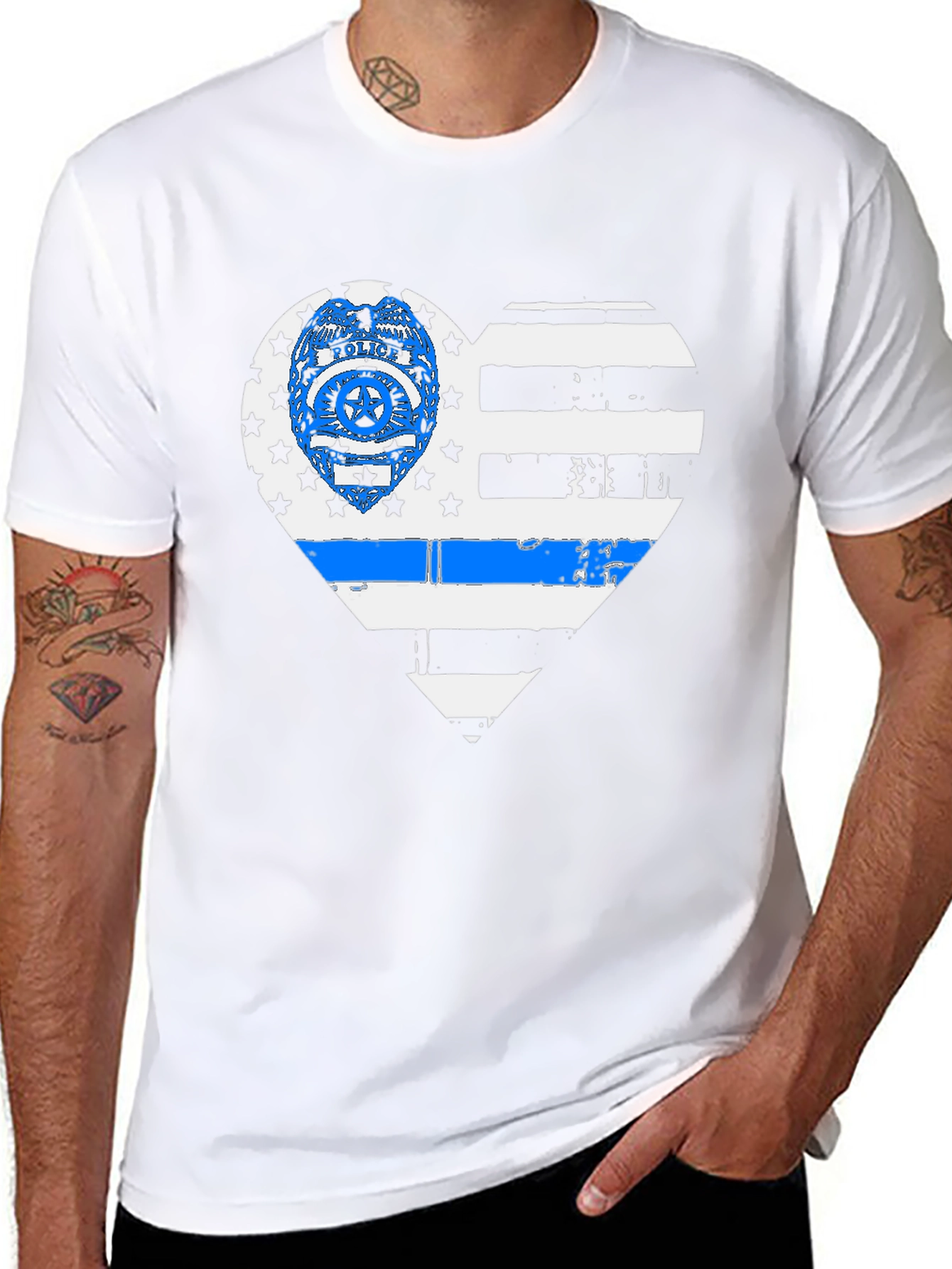 Thin Blue Line Heart Graphic T-Shirt