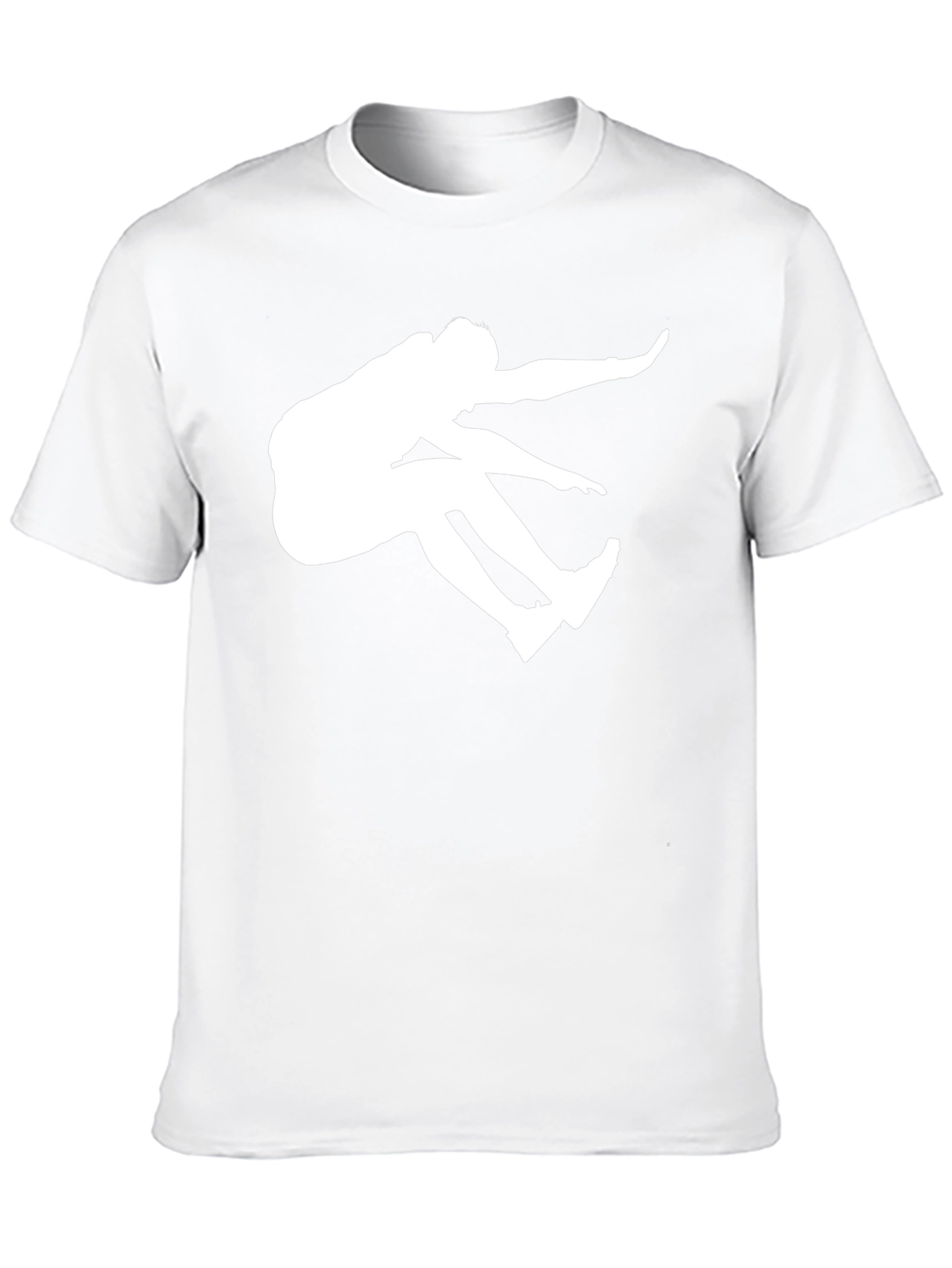 Black T-Shirt with White Long Jump Silhouette