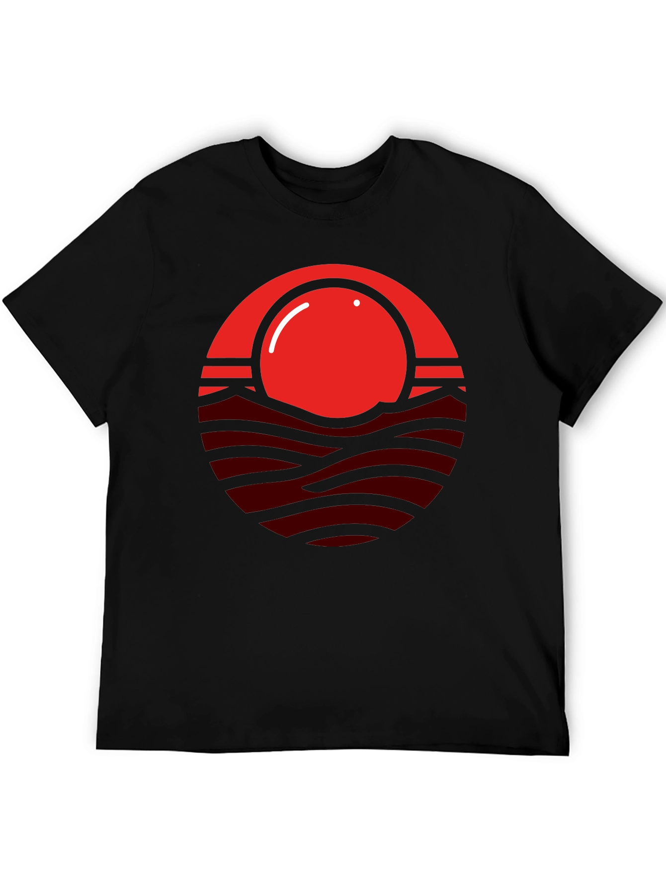 Red Sunset Graphic Print Mens Black T-Shirt