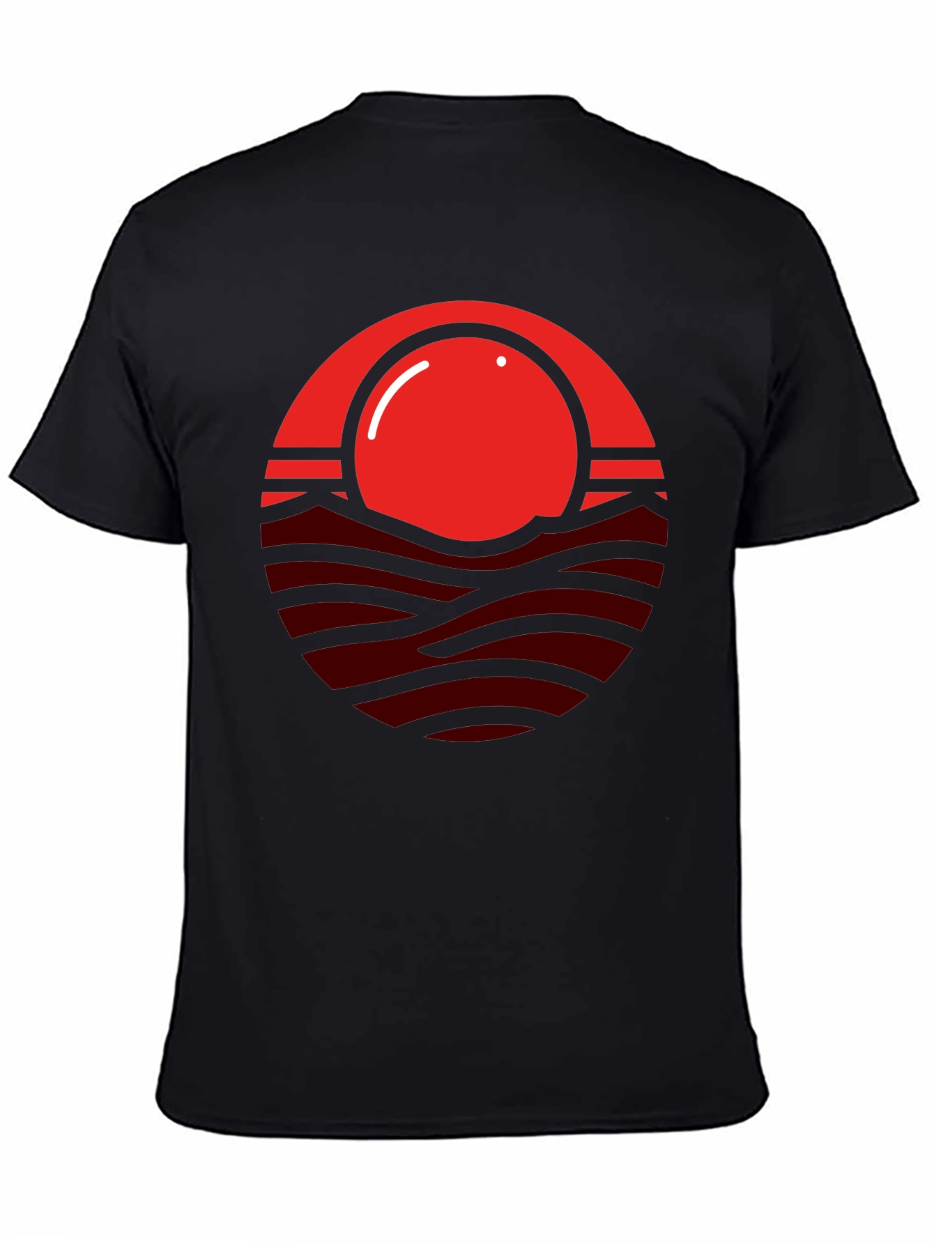 Red Sunset Graphic Print Mens Black T-Shirt