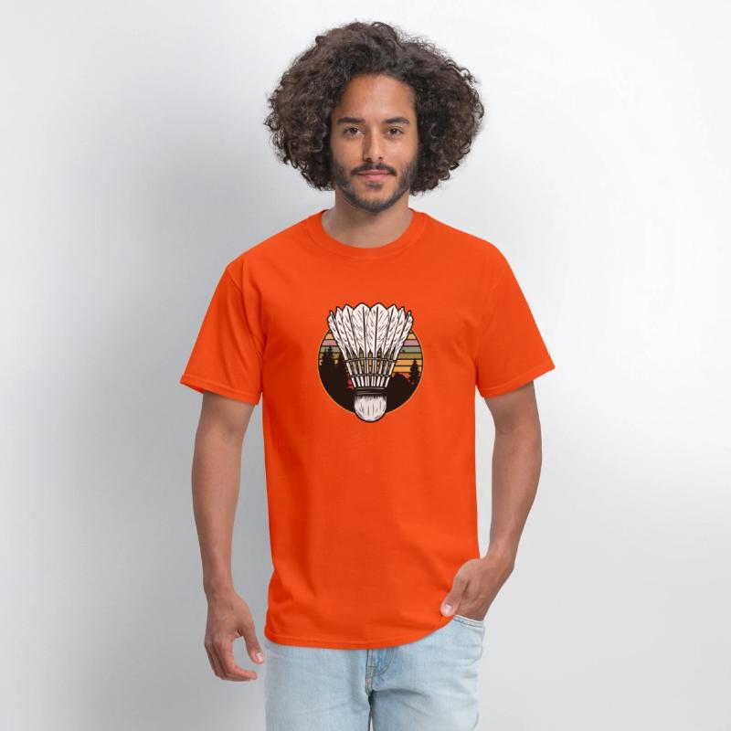 Badminton Shuttlecock Sunset Distressed T-Shirt