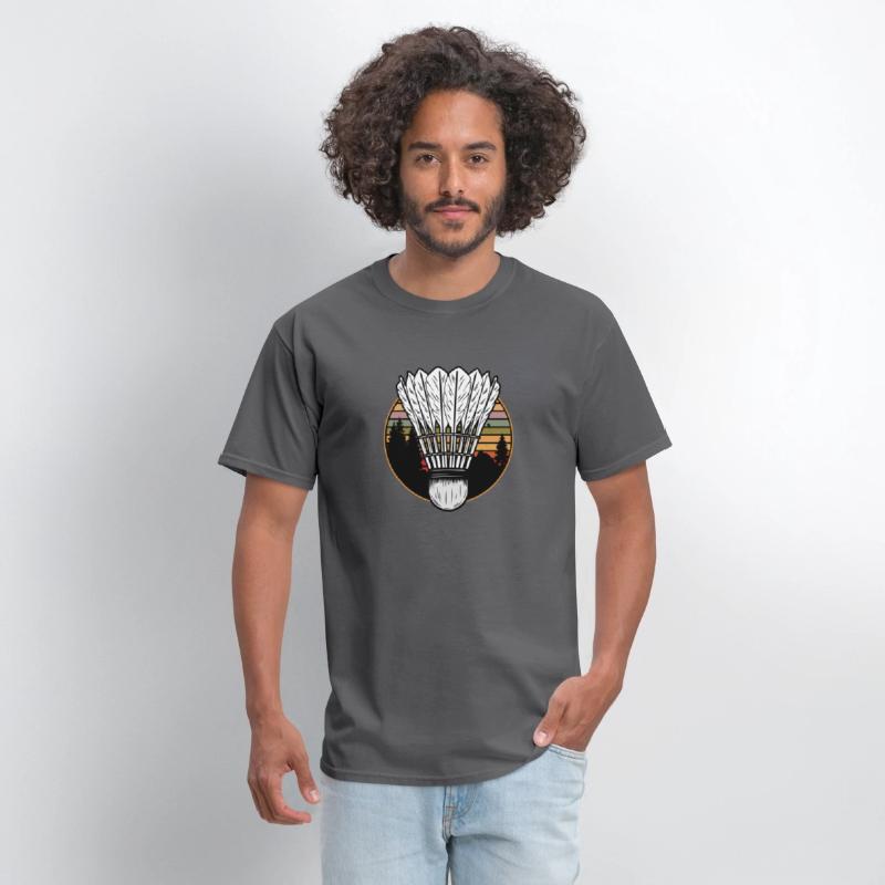 Badminton Shuttlecock Sunset Distressed T-Shirt