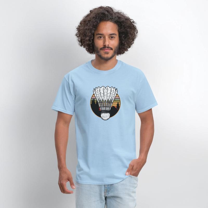 Badminton Shuttlecock Sunset Distressed T-Shirt