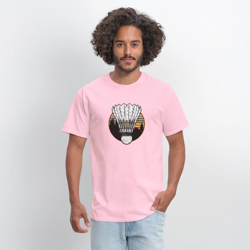 Badminton Shuttlecock Sunset Distressed T-Shirt