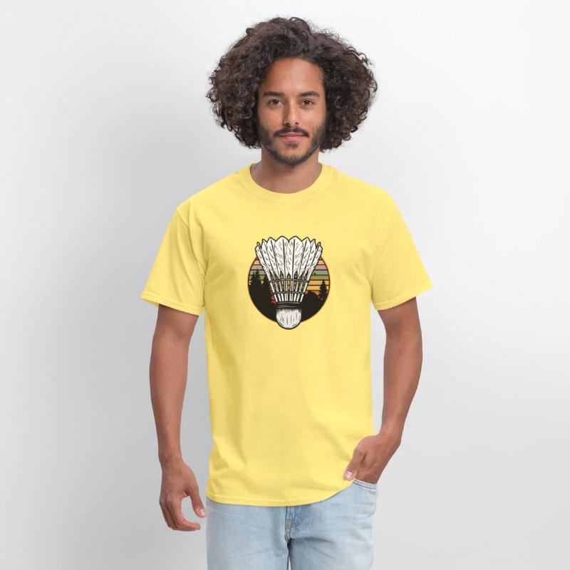 Badminton Shuttlecock Sunset Distressed T-Shirt