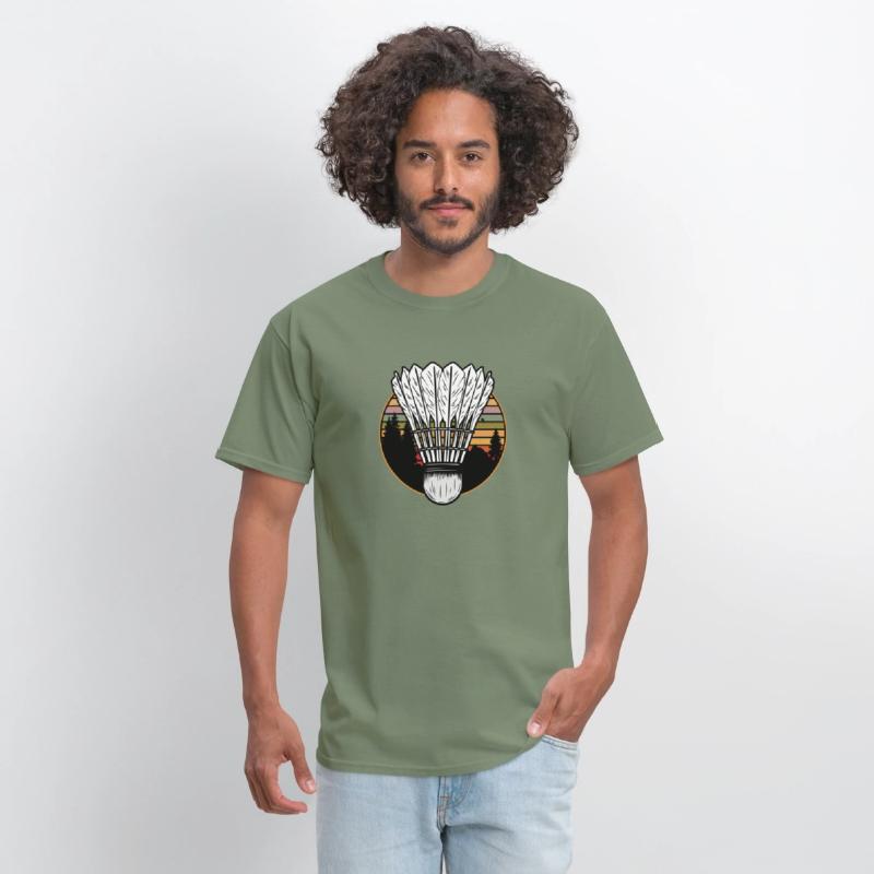 Badminton Shuttlecock Sunset Distressed T-Shirt