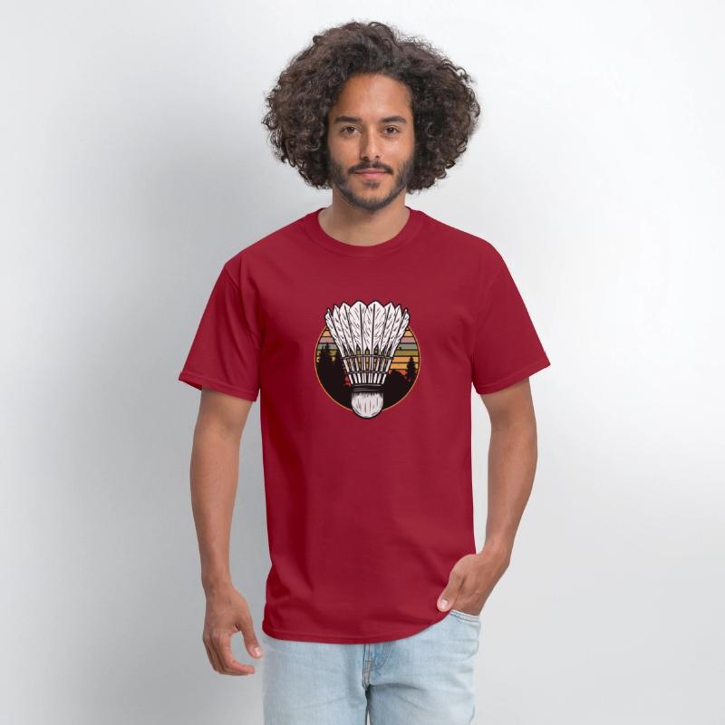 Badminton Shuttlecock Sunset Distressed T-Shirt