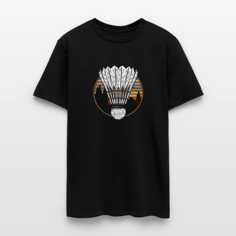 Badminton Shuttlecock Sunset Distressed T-Shirt